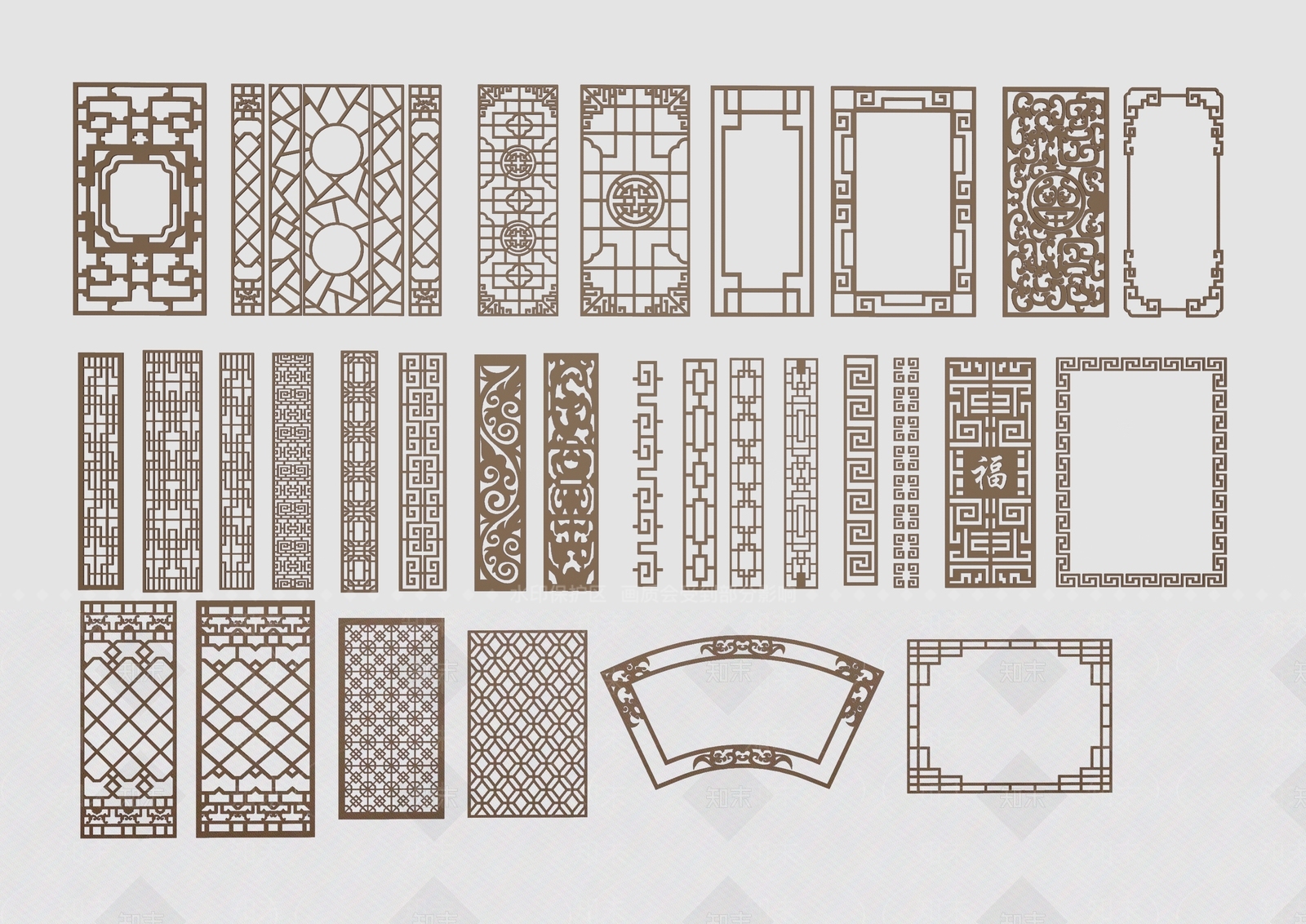 中式雕花隔断SU模型下载【ID:1111420817】