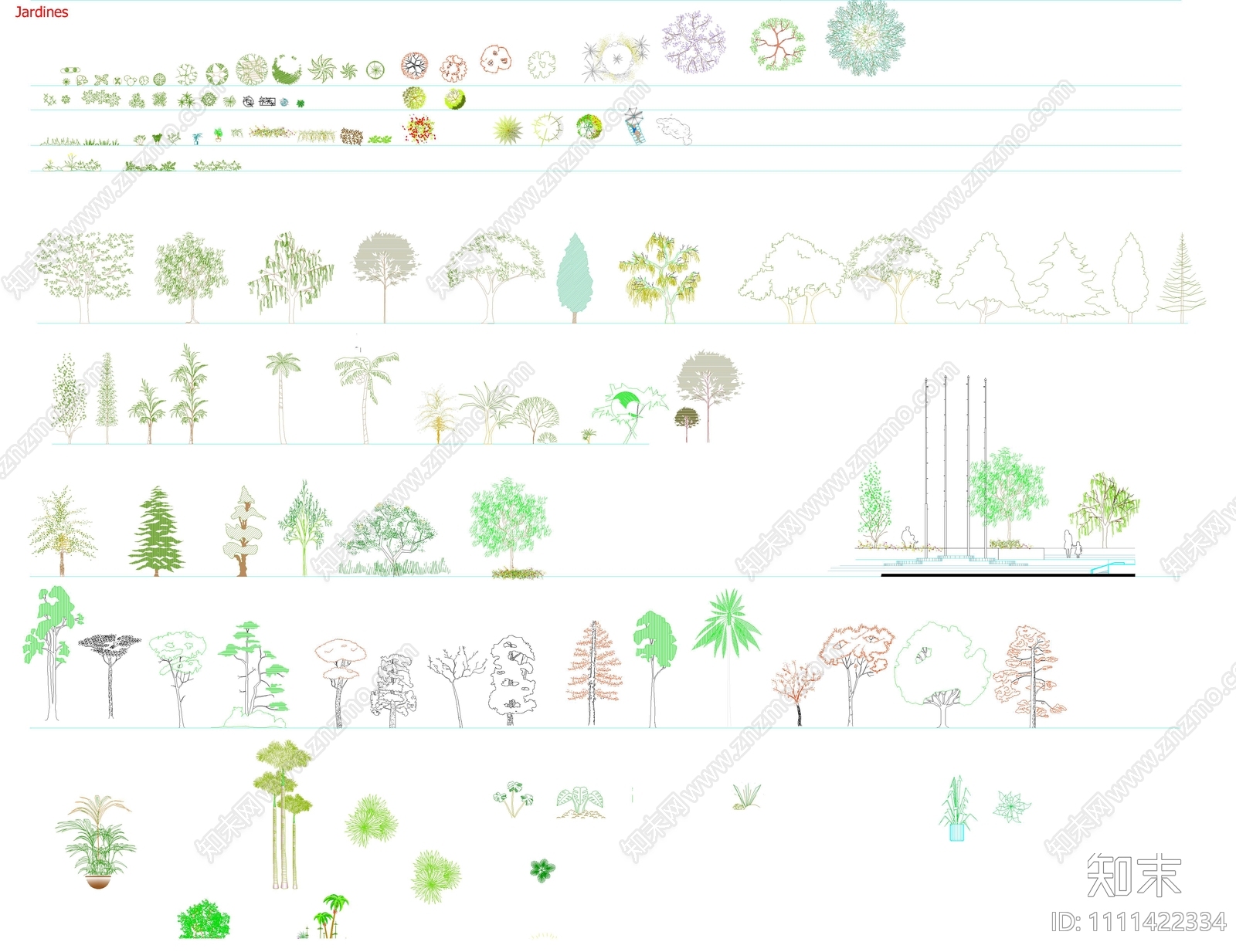 多种植被树木花草施工图下载【ID:1111422334】