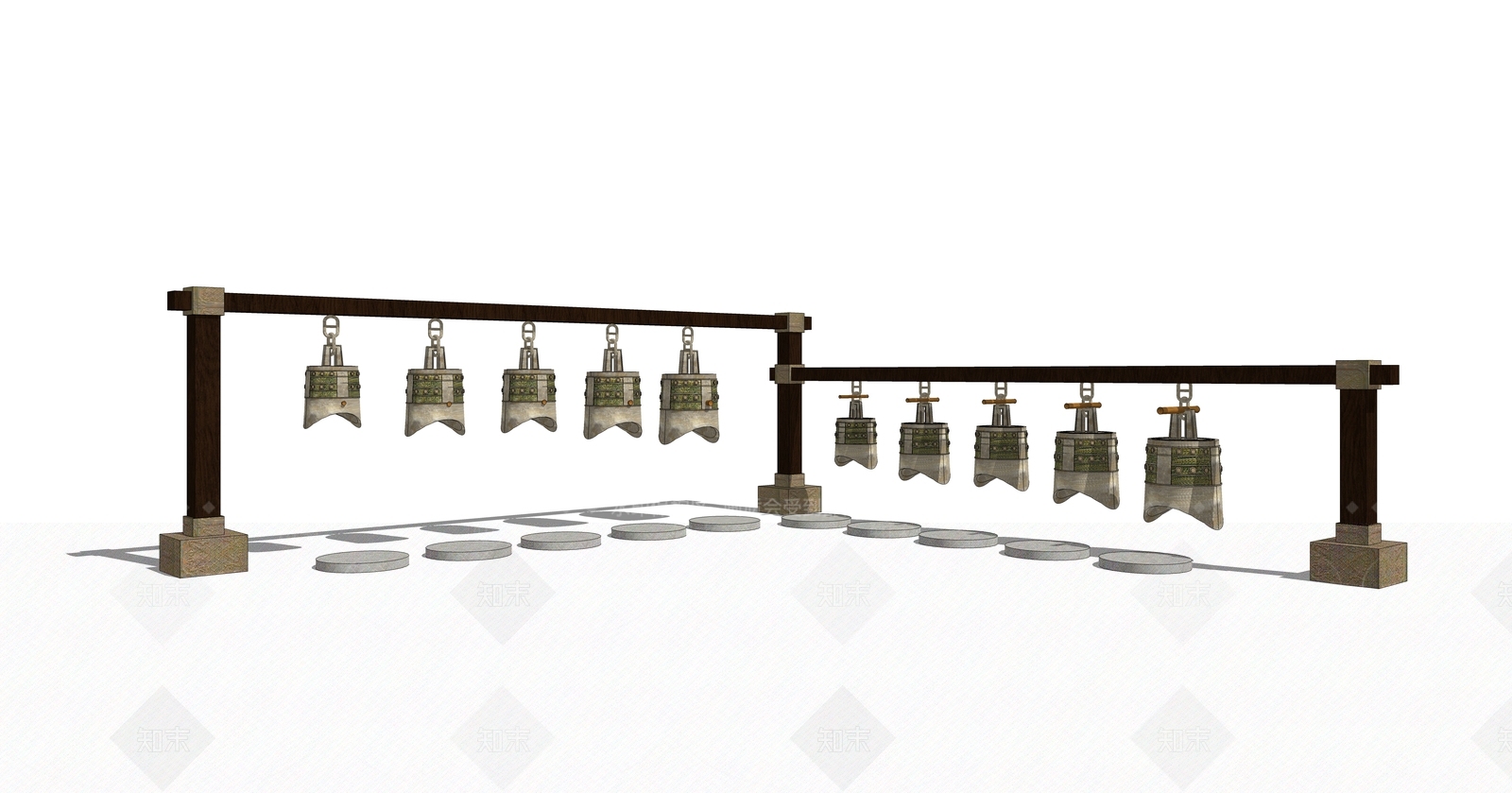 中式编钟乐器小品SU模型下载【ID:1111427232】