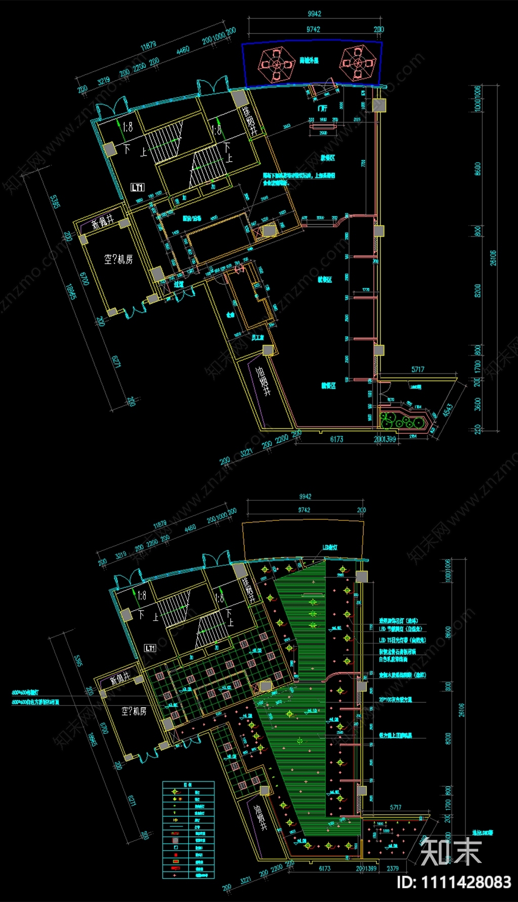 新中式餐厅施工图cad施工图下载【ID:1111428083】