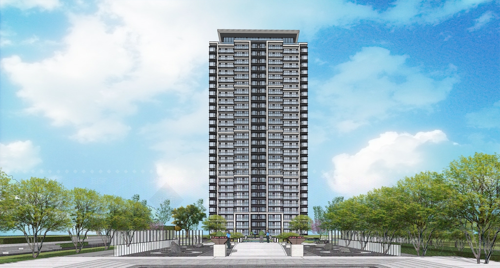 现代高层住宅SU模型下载【ID:1111434402】