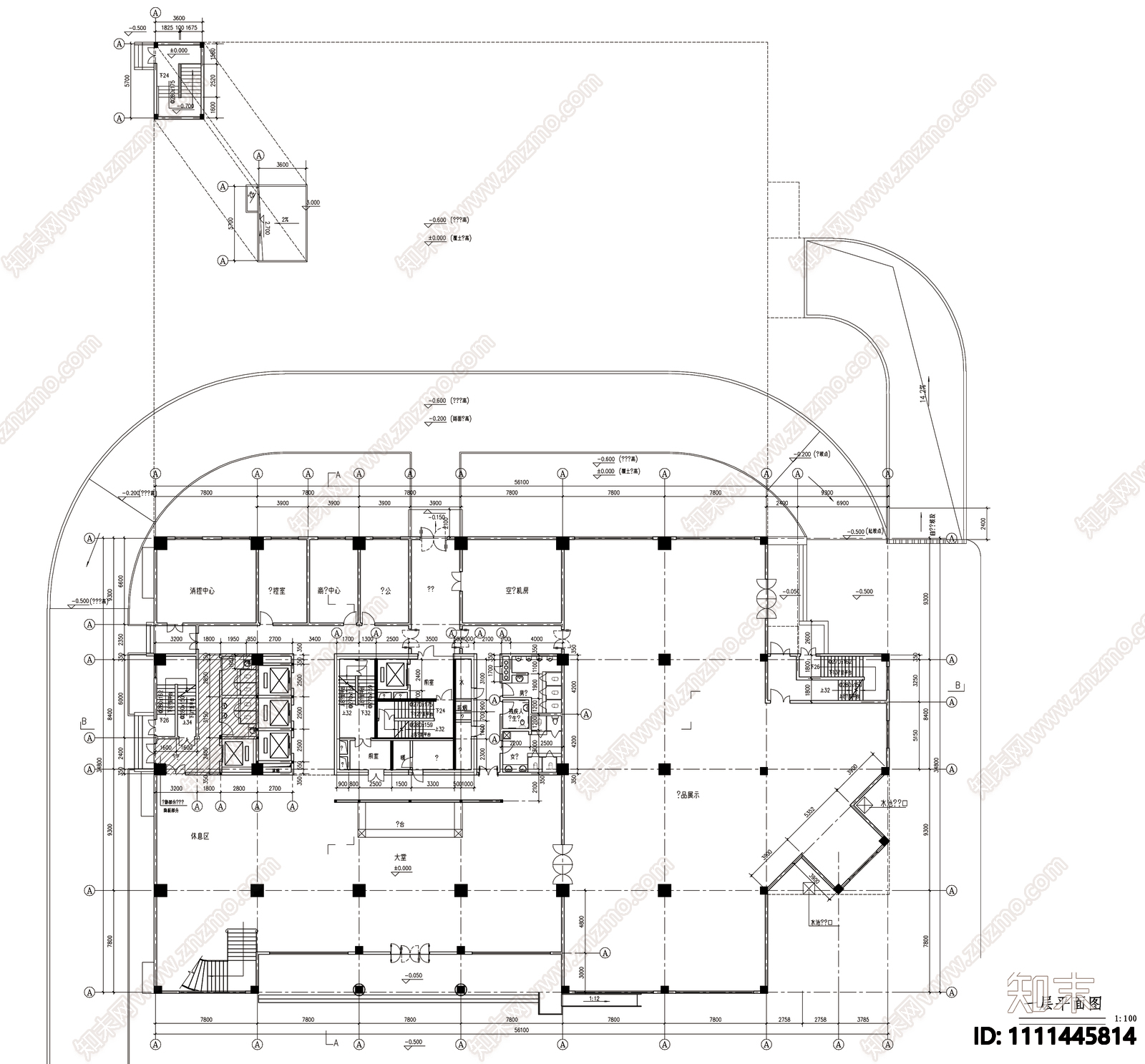 简欧风格酒店建筑cad施工图下载【ID:1111445814】