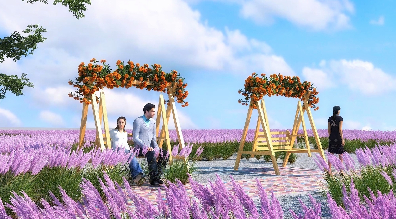 现代户外秋千3D模型下载【ID:1111447223】