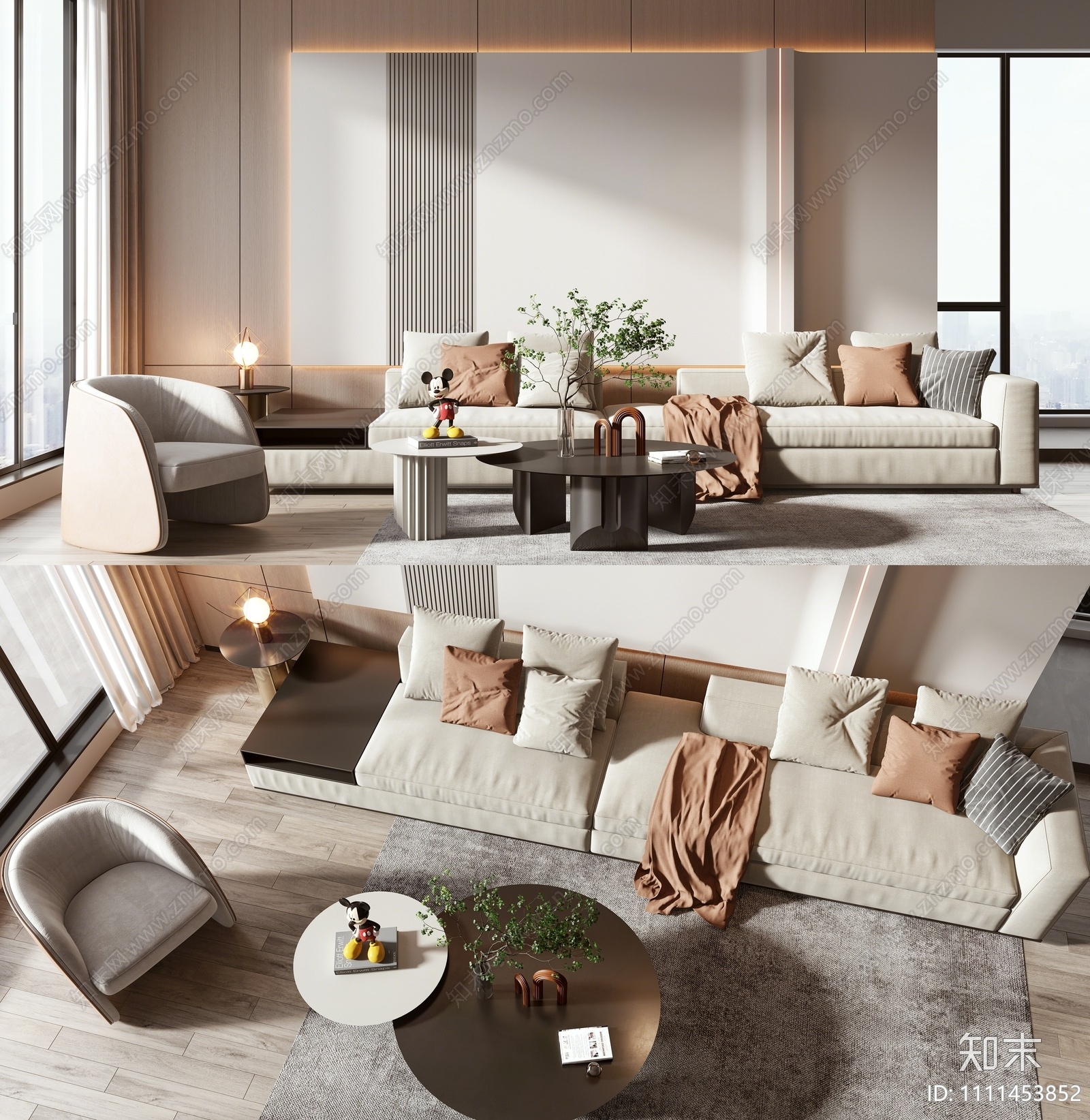 minotti现代沙发茶几组合3D模型下载【ID:1111453852】