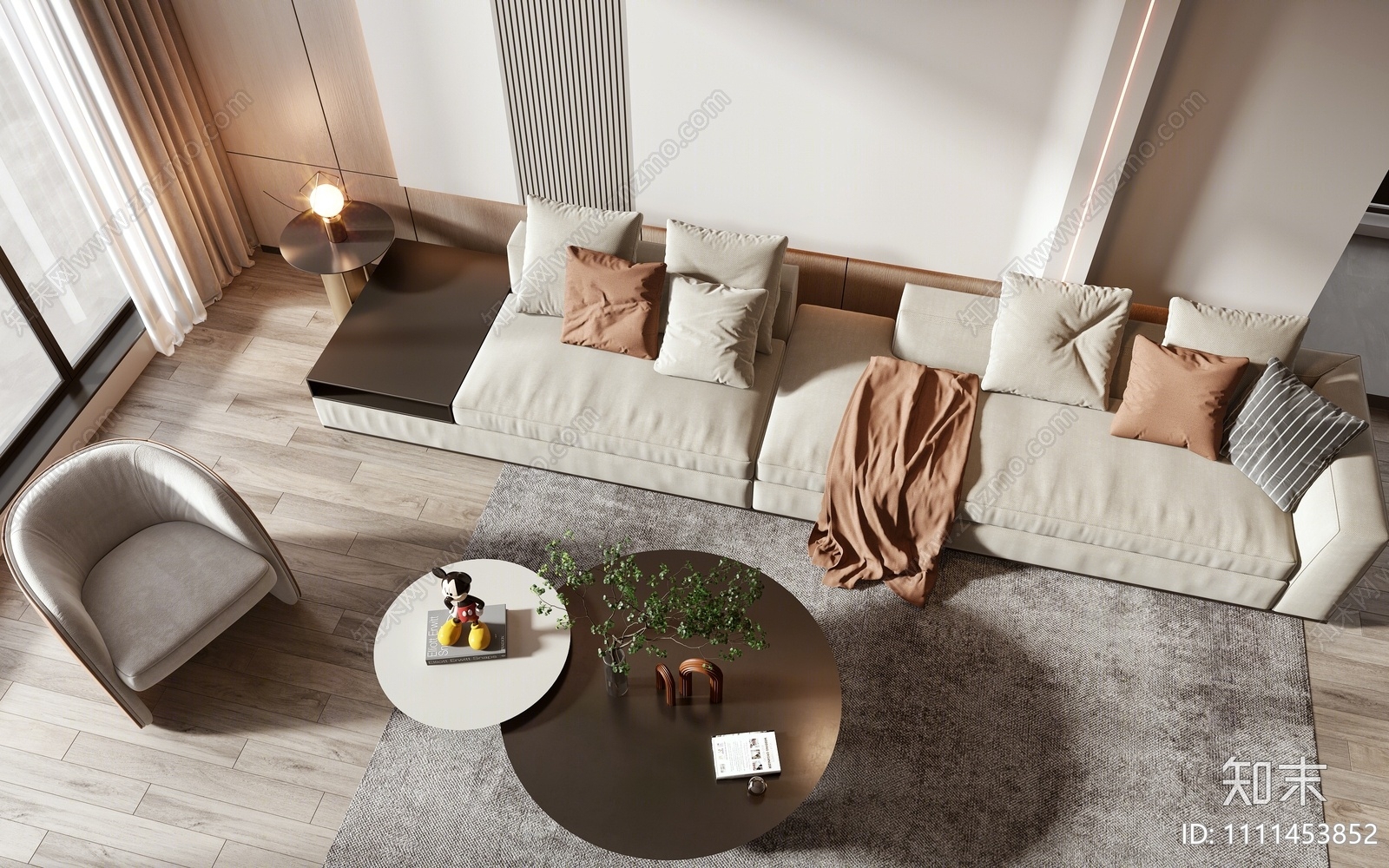 minotti现代沙发茶几组合3D模型下载【ID:1111453852】