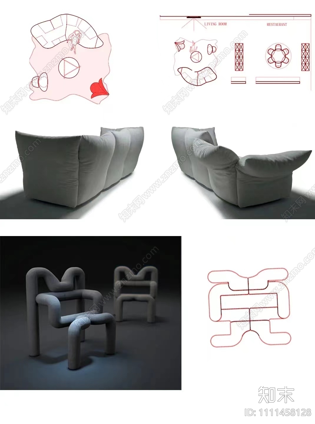 组合沙发图块施工图下载【ID:1111458128】