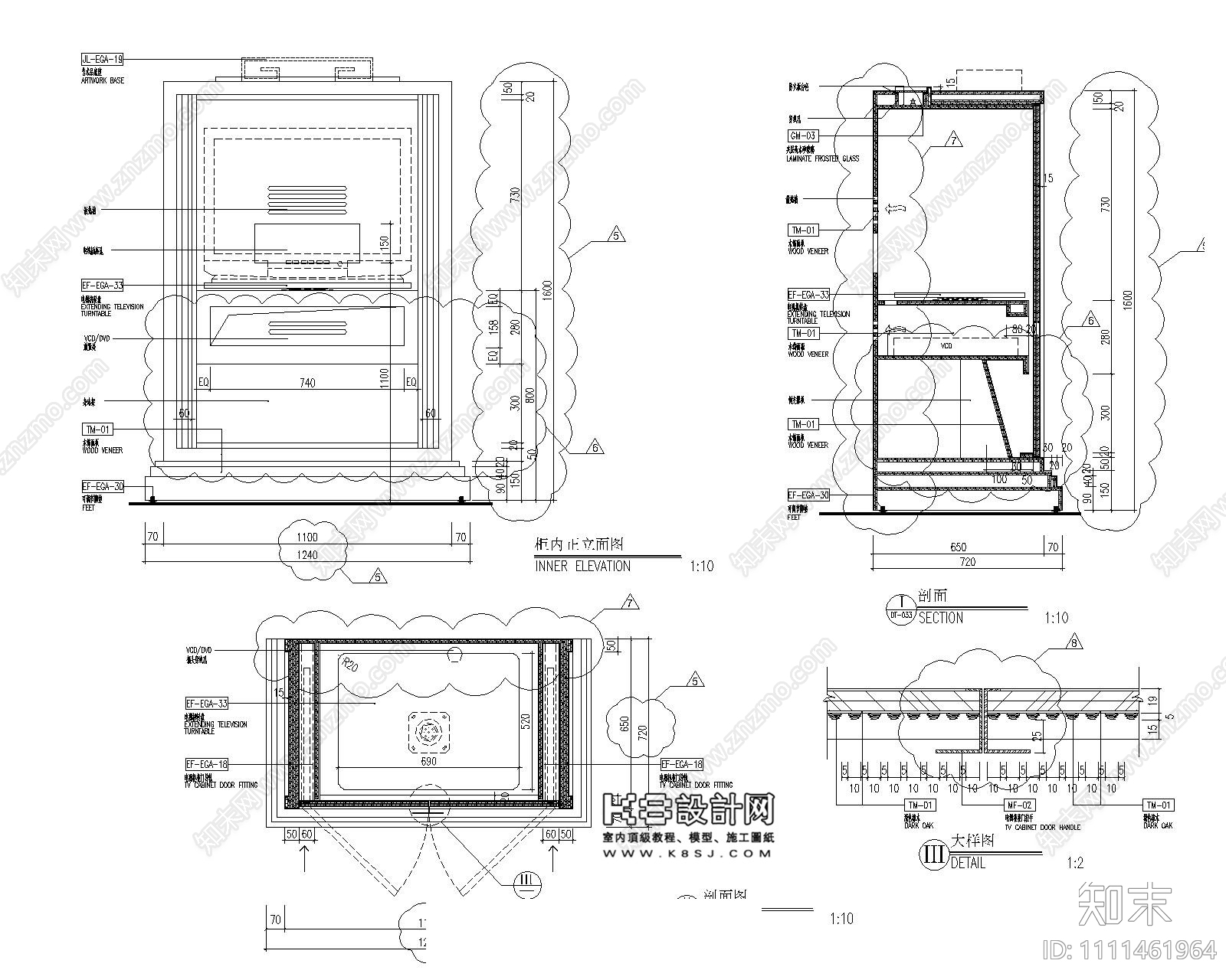 家装电视柜节点施工图下载【ID:1111461964】