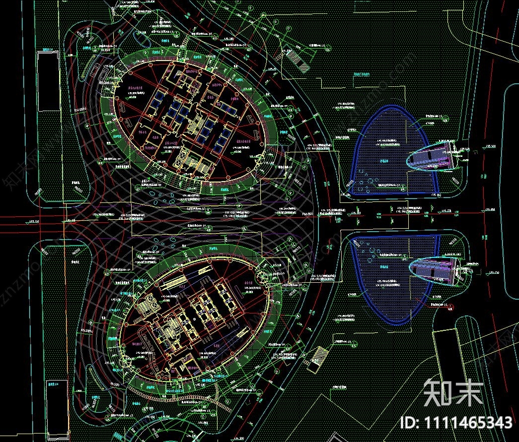 成都金融城双子塔cad施工图下载【ID:1111465343】