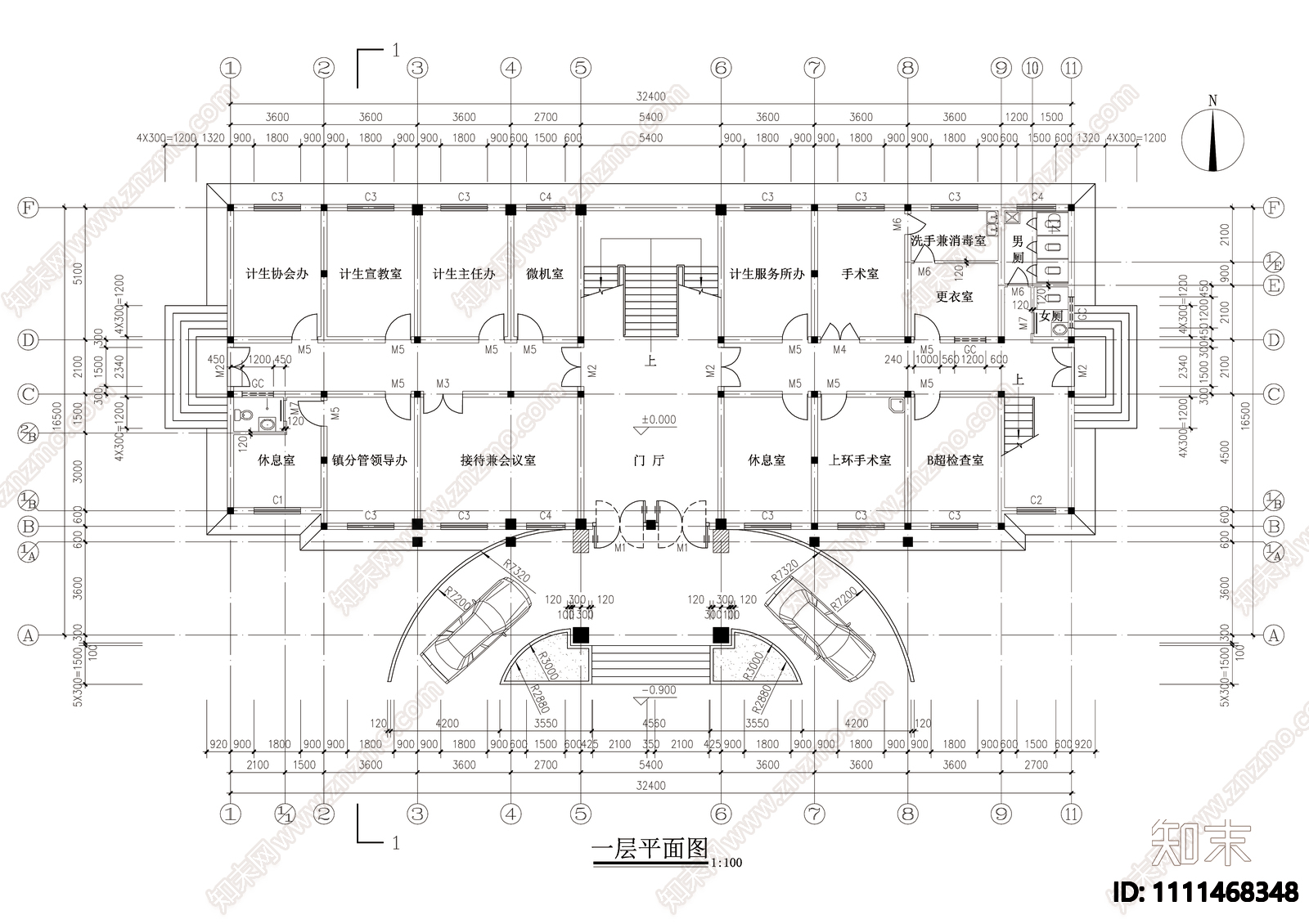 镇政府办公楼建施图施工图下载【ID:1111468348】