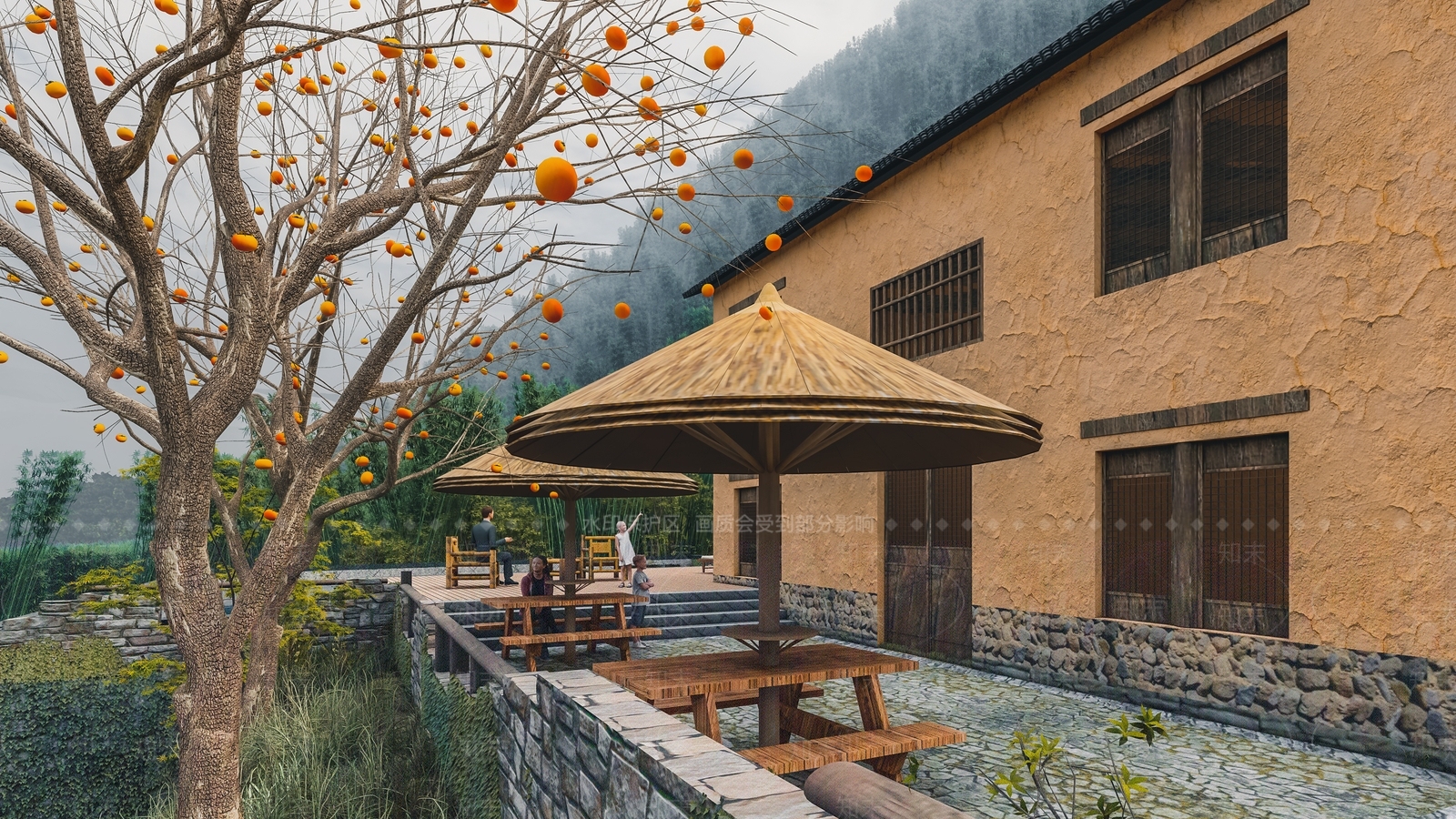 中式乡村庭院SU模型下载【ID:1111478869】