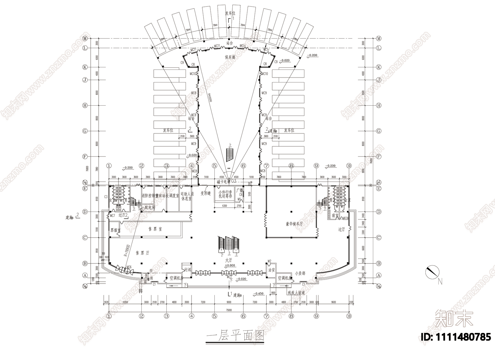 二层汽车站建筑设计图cad施工图下载【ID:1111480785】