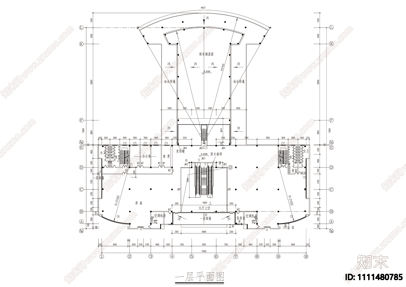 二层汽车站建筑设计图cad施工图下载【ID:1111480785】
