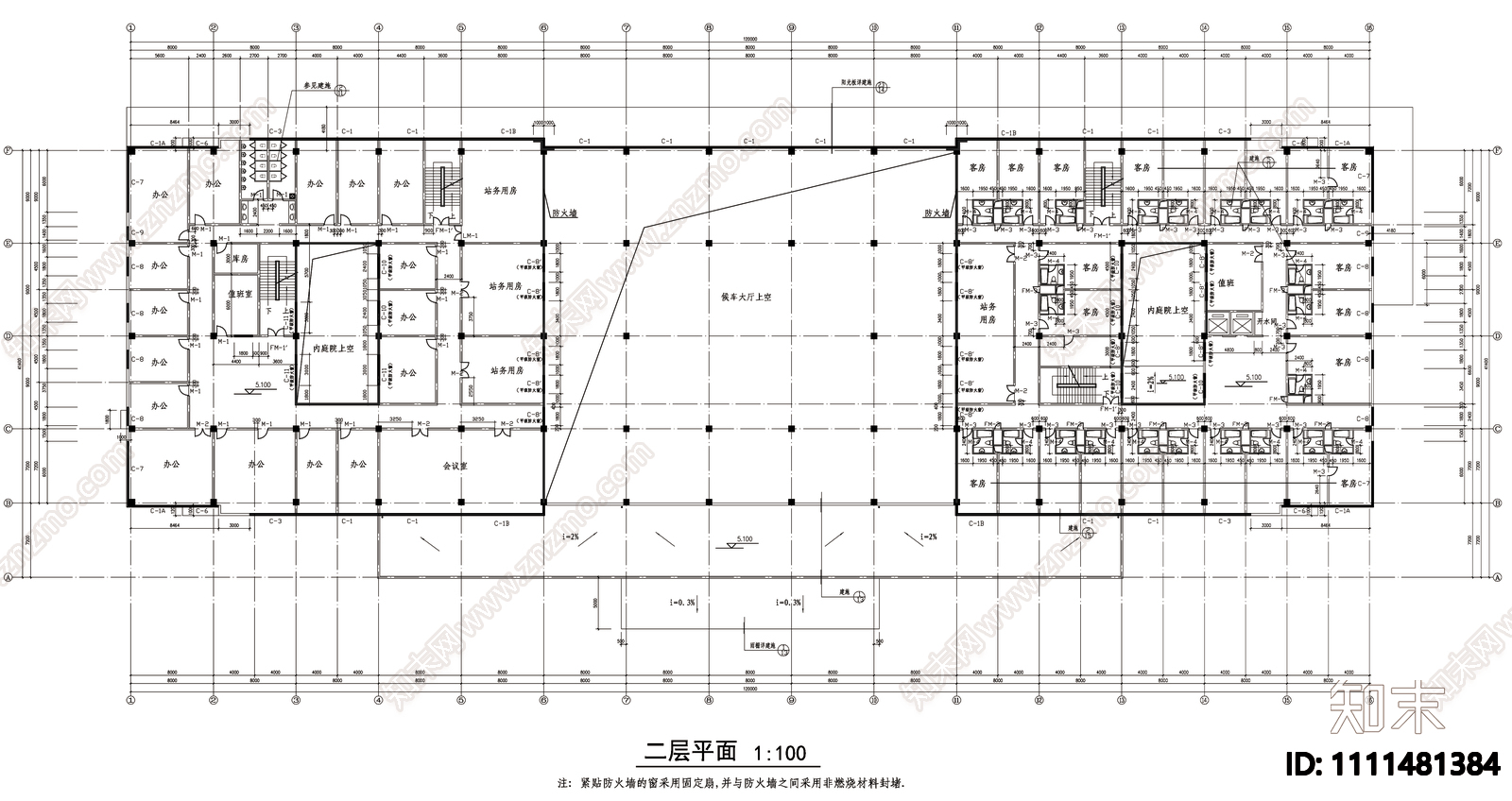 现代风格三层汽车站cad施工图下载【ID:1111481384】