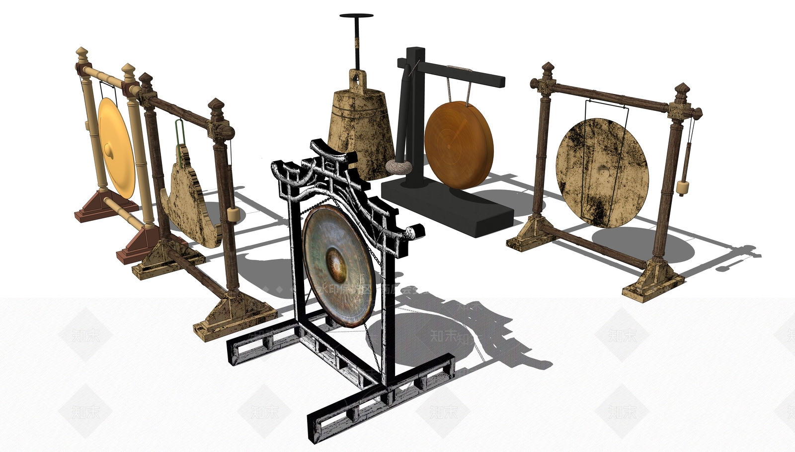 中式编钟SU模型下载【ID:1111481405】