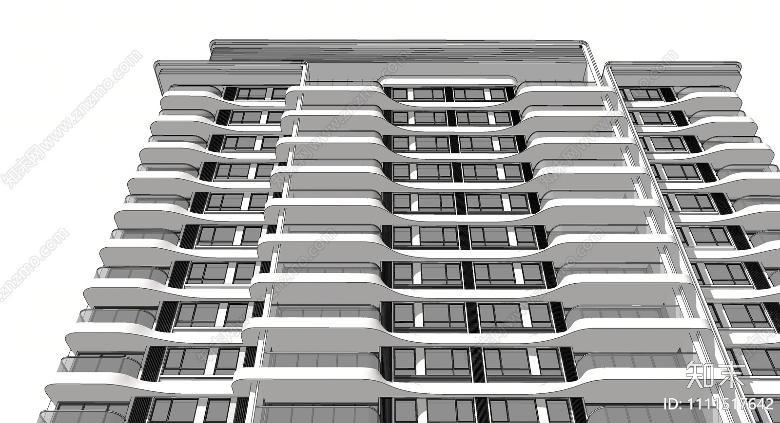 现代高层住宅SU模型下载【ID:1111517642】