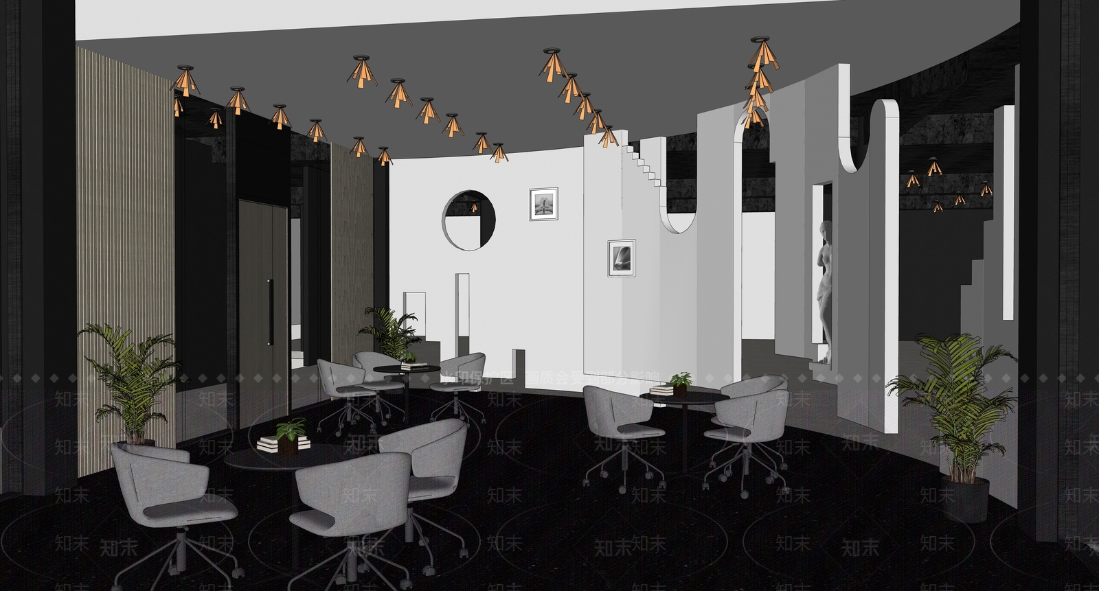 现代休息区SU模型下载【ID:1111485800】