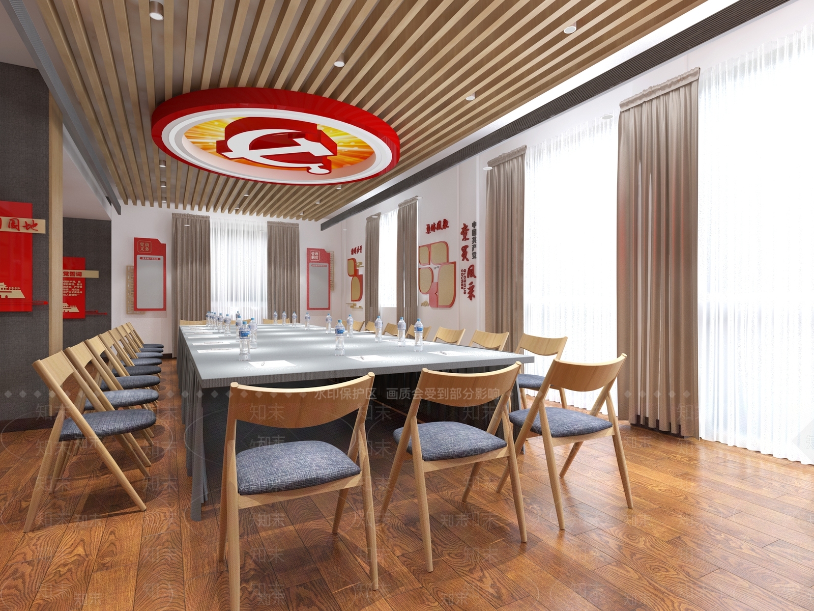 现代党建会议室3D模型下载【ID:1111534959】