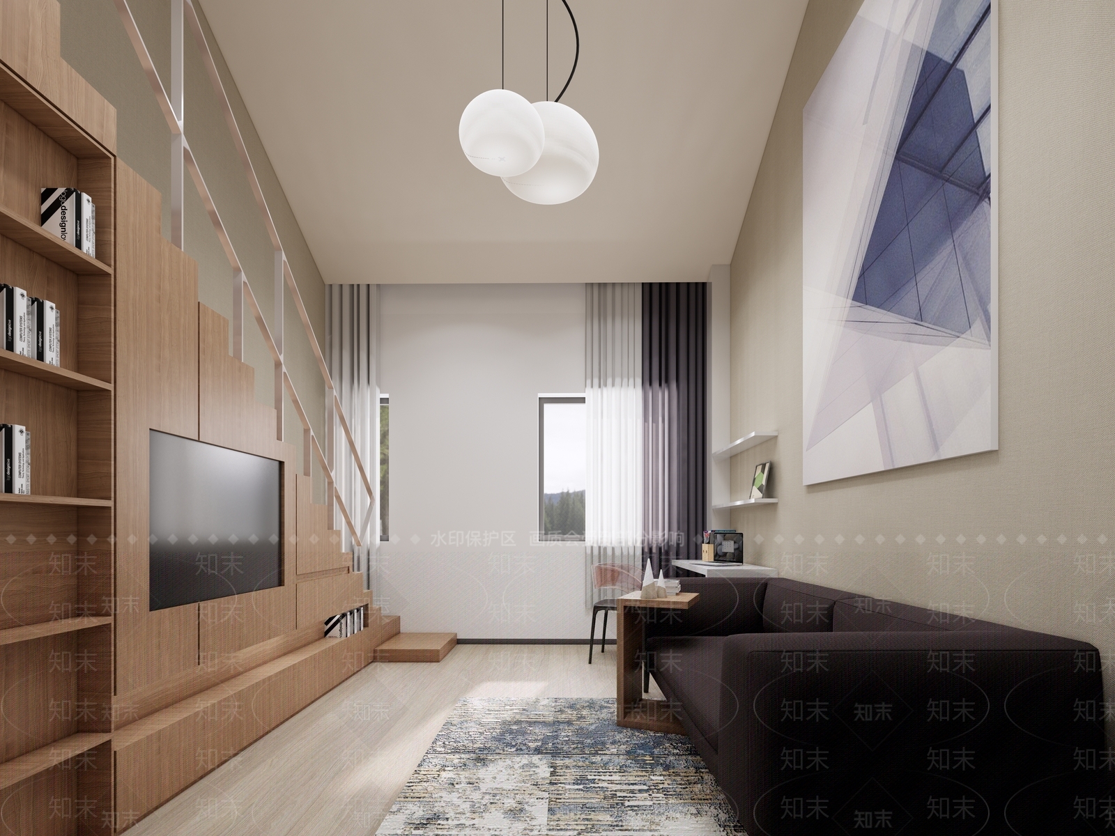 现代loft单身公寓SU模型下载【ID:1111485995】