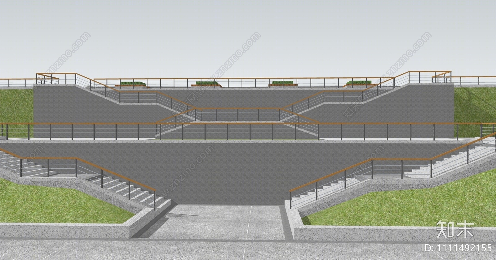 现代台阶景观SU模型下载【ID:1111492155】