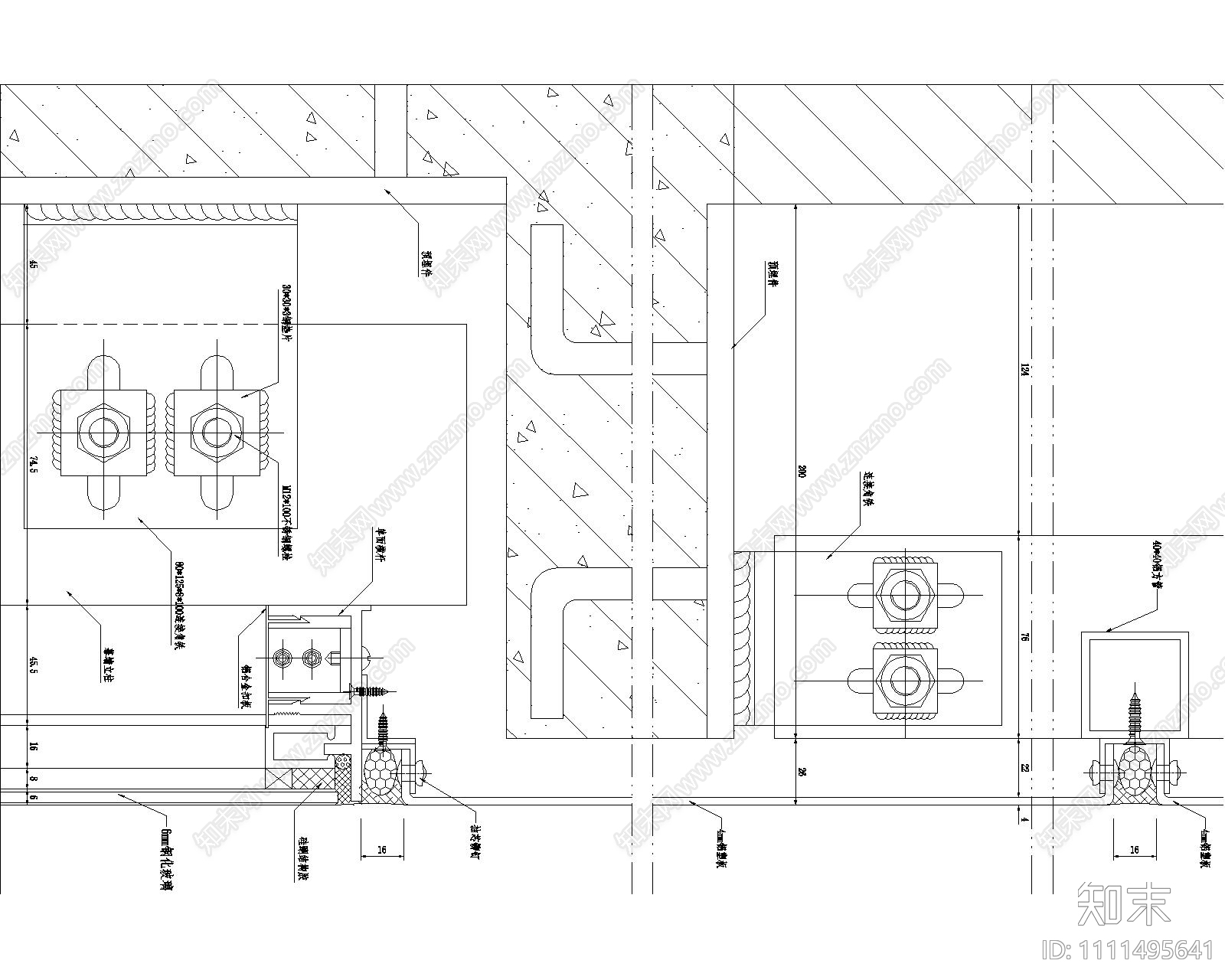 玻璃幕墙​隔断雨棚节点大样详图施工图下载【ID:1111495641】
