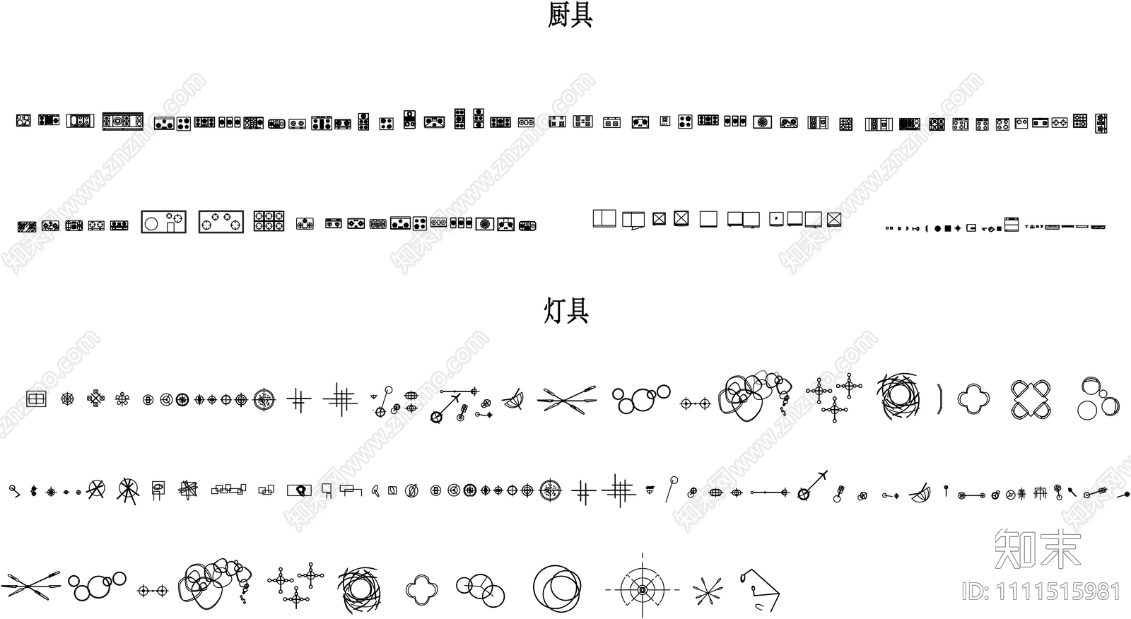 家居单品图块cad施工图下载【ID:1111515981】