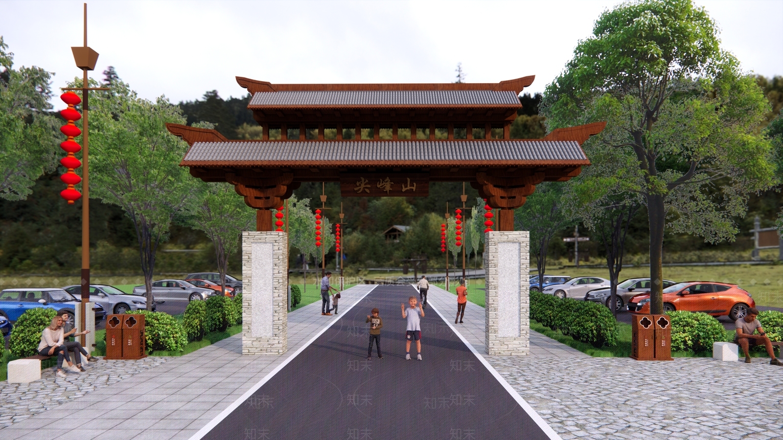新中式牌坊牌楼SU模型下载【ID:1111520925】