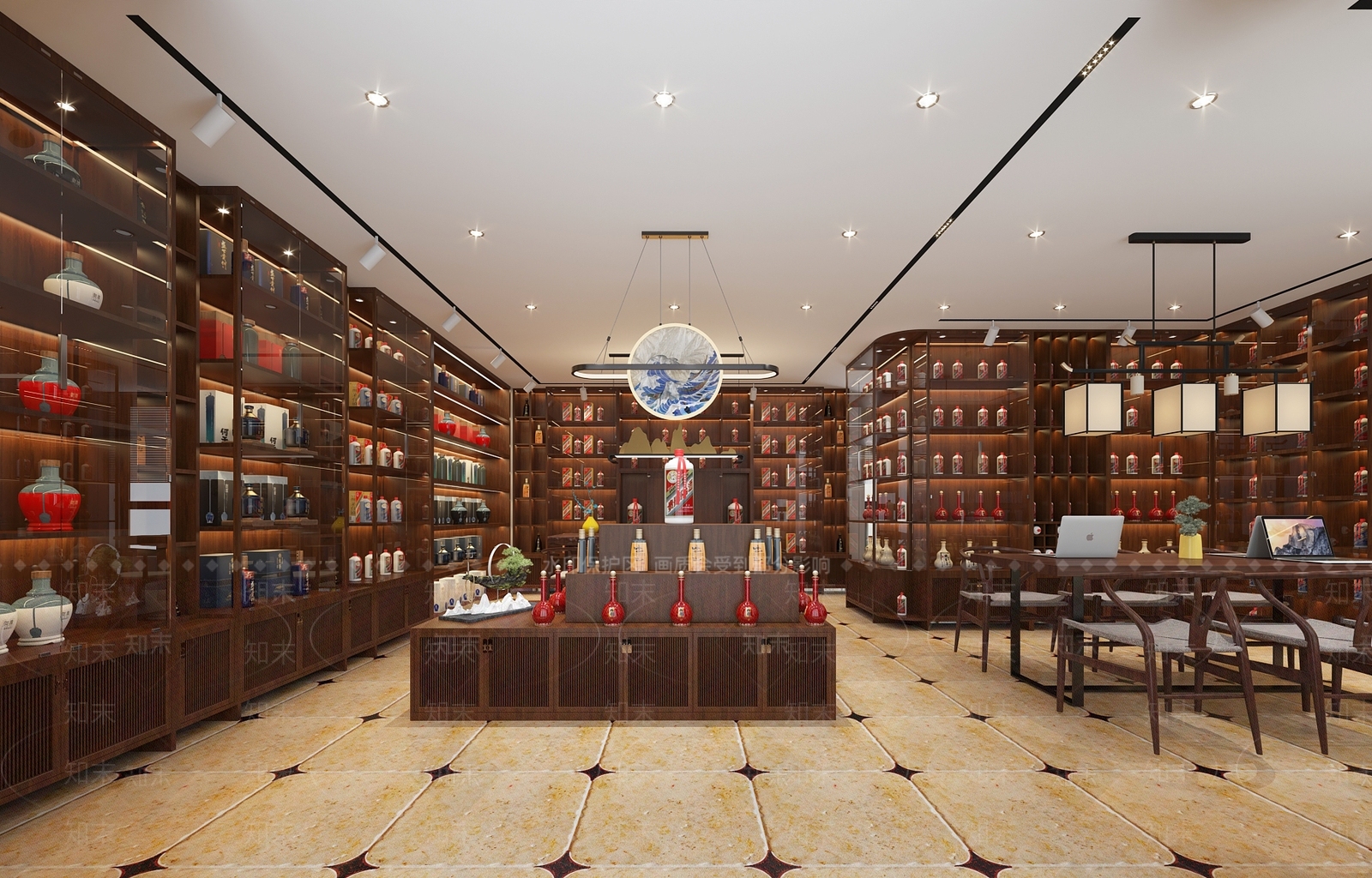 新中式茅台白酒店3D模型下载【ID:1111521208】