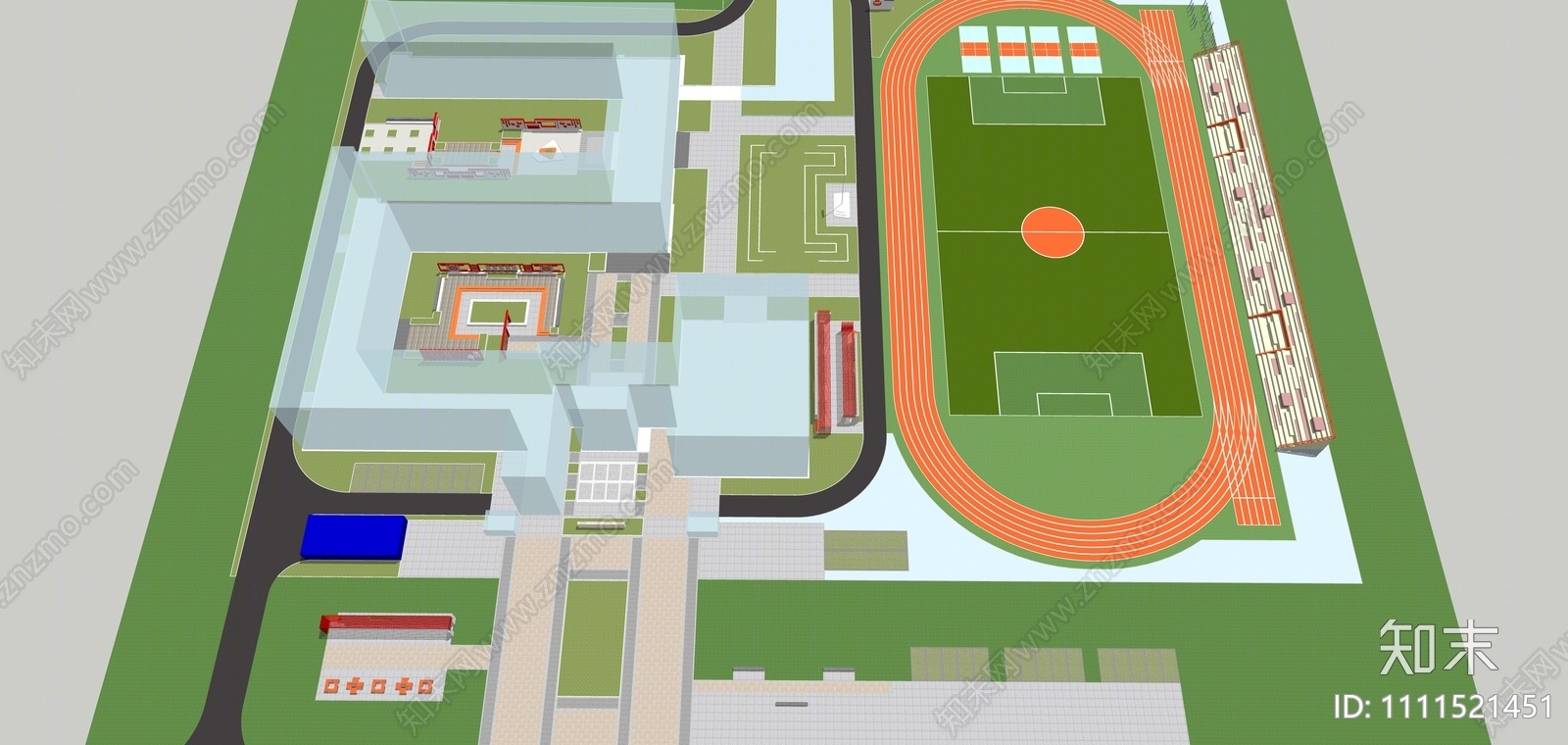 现代学校景观SU模型下载【ID:1111521451】