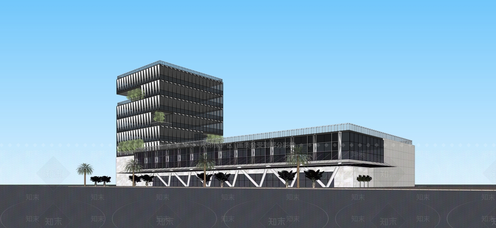 现代汽车站SU模型下载【ID:1111527254】