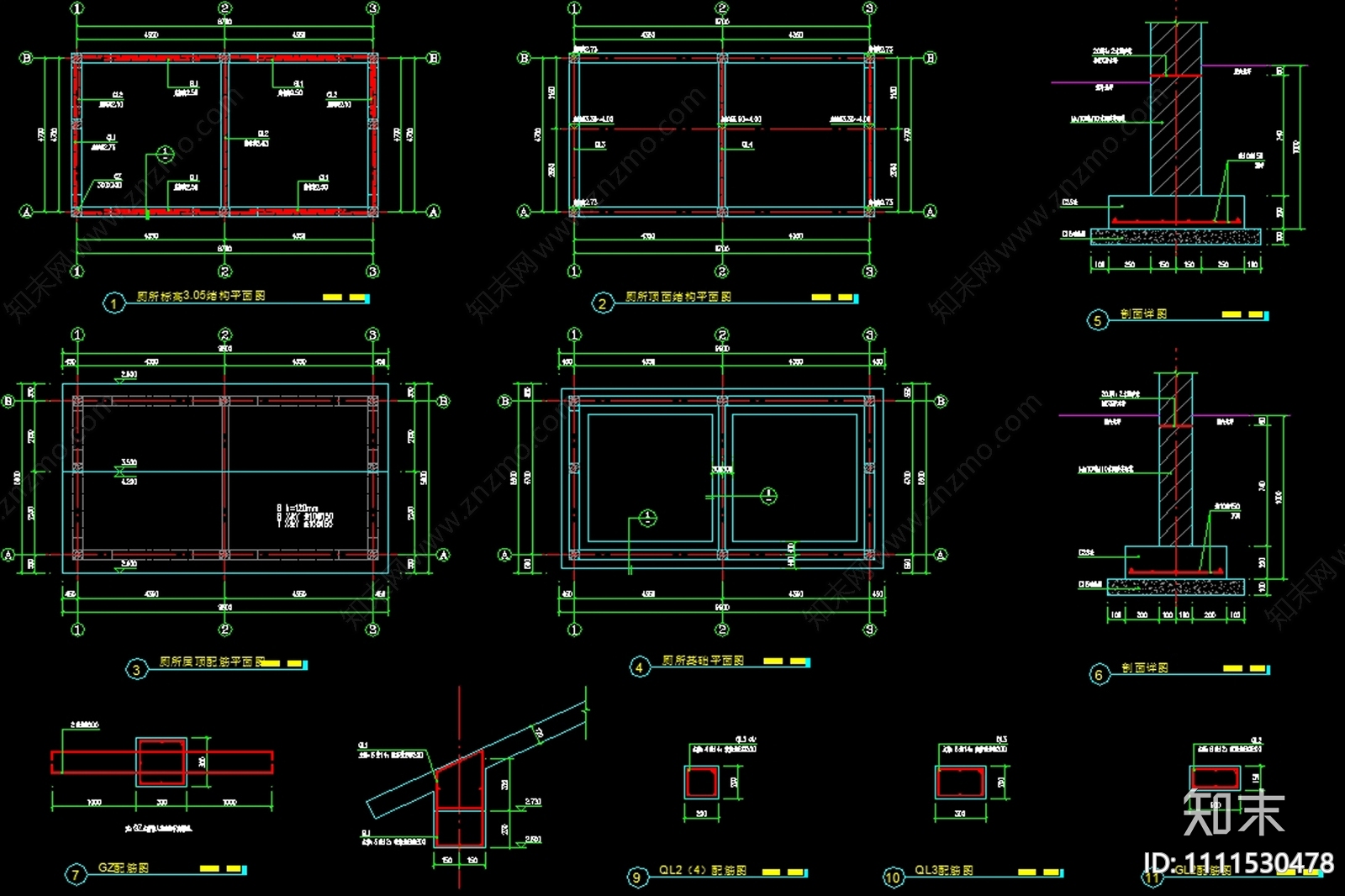 公共卫生间厕所建筑cad施工图下载【ID:1111530478】