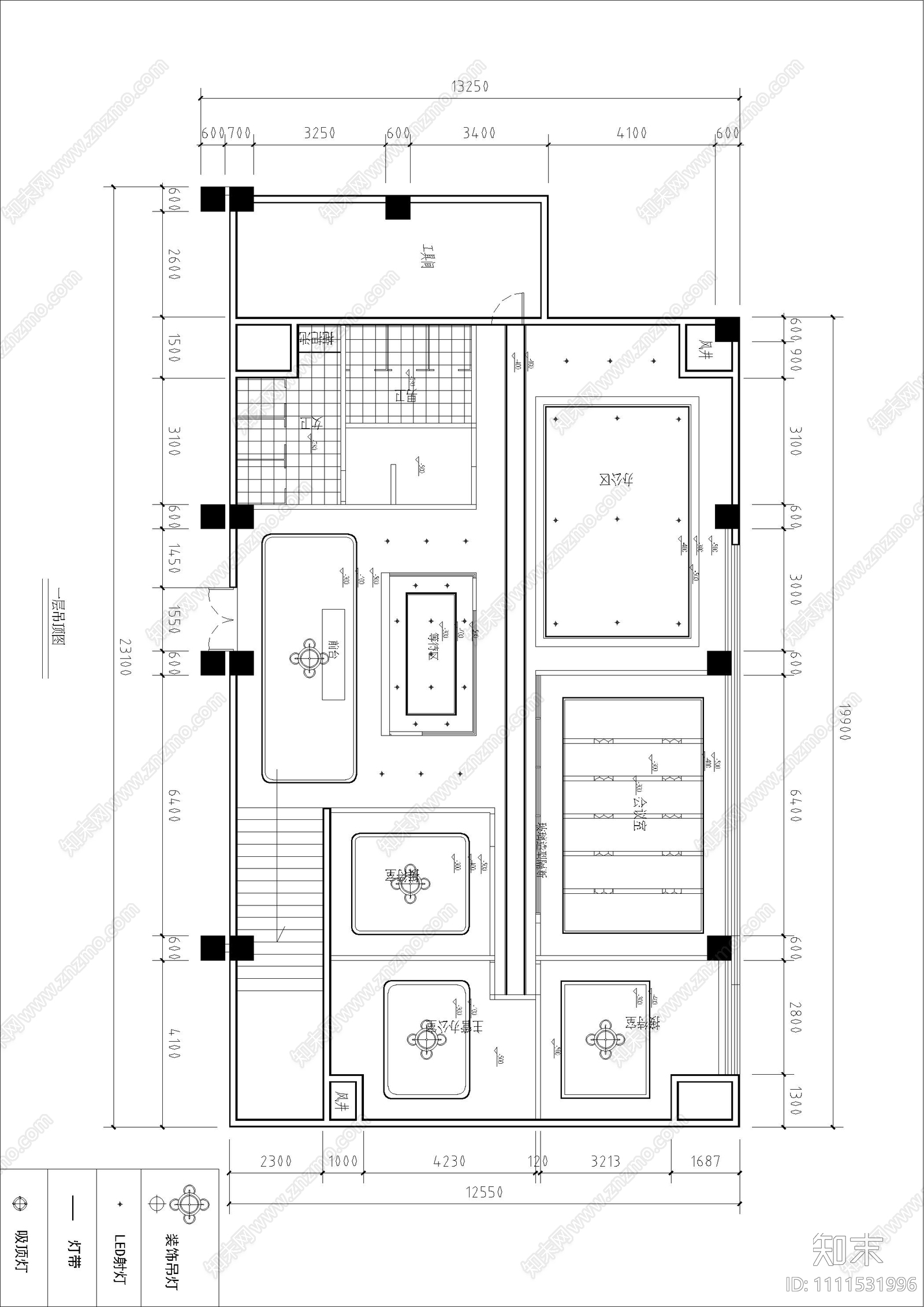 现代办公空间平面布置图cad施工图下载【ID:1111531996】