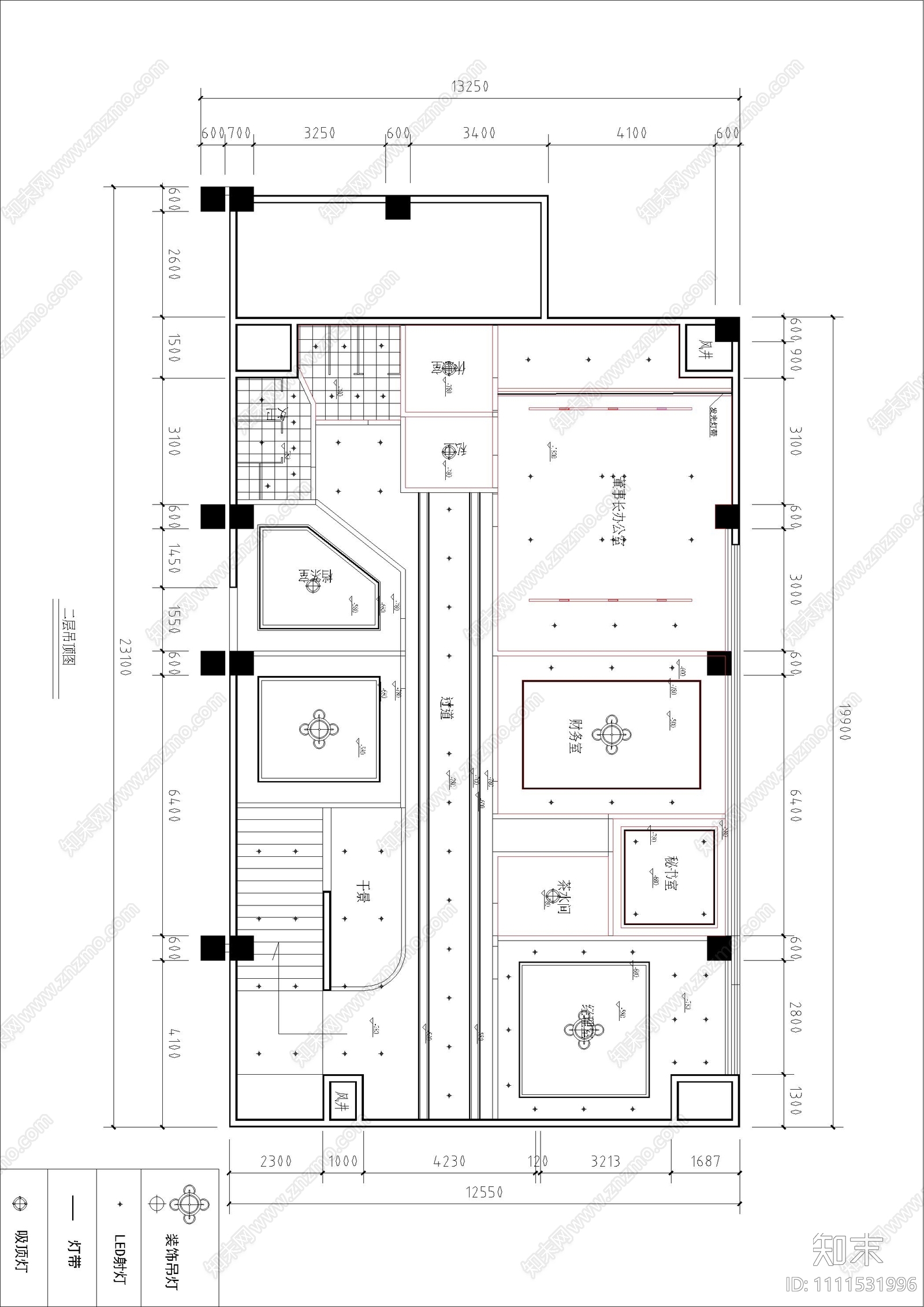 现代办公空间平面布置图cad施工图下载【ID:1111531996】