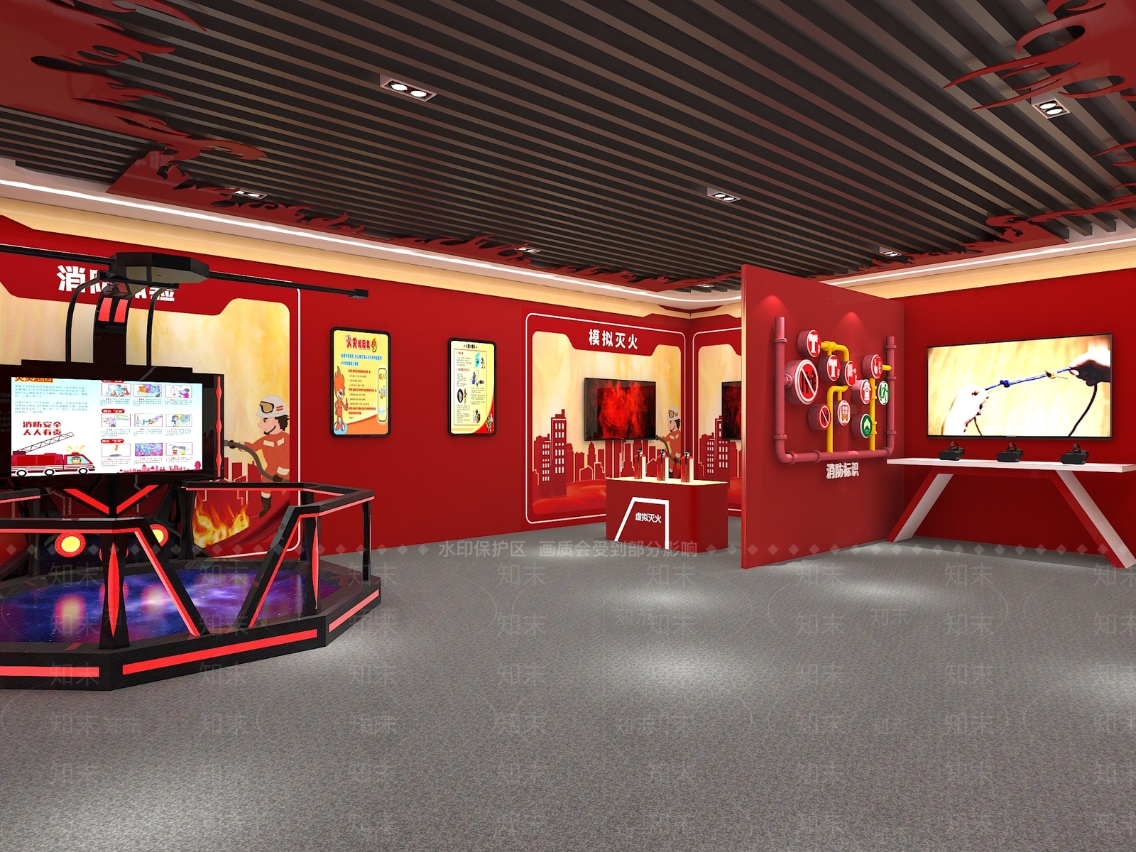 现代VR消防展厅3D模型下载【ID:1111535437】