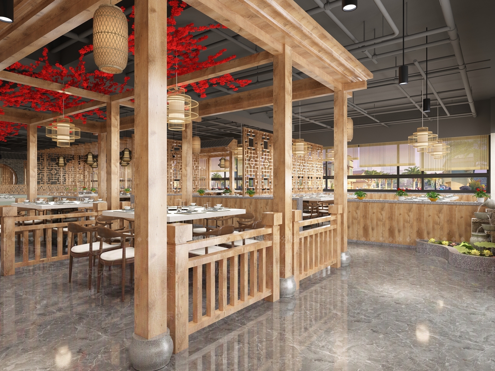 新中式火锅店3D模型下载【ID:1111538428】
