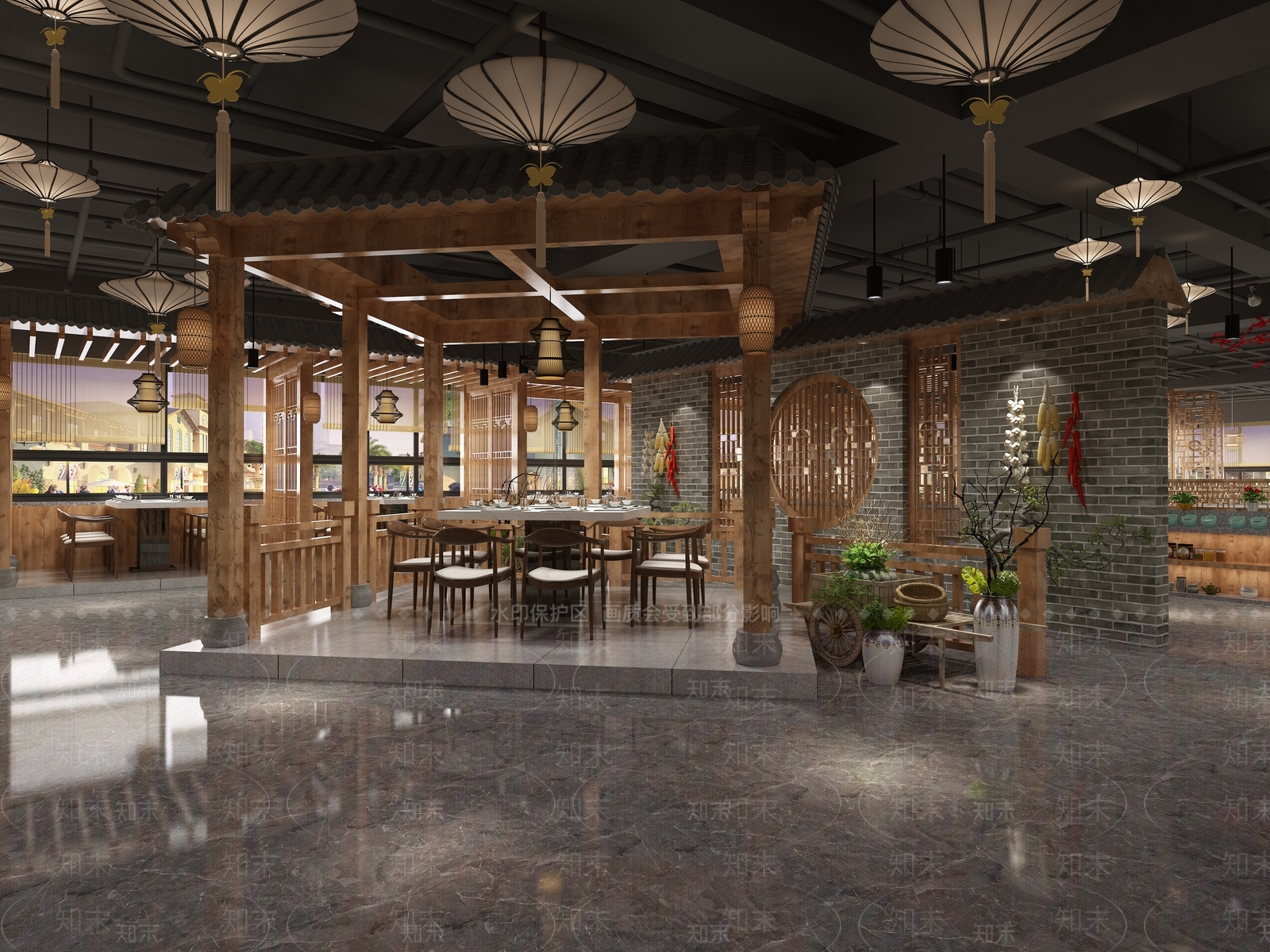 新中式火锅店3D模型下载【ID:1111538428】