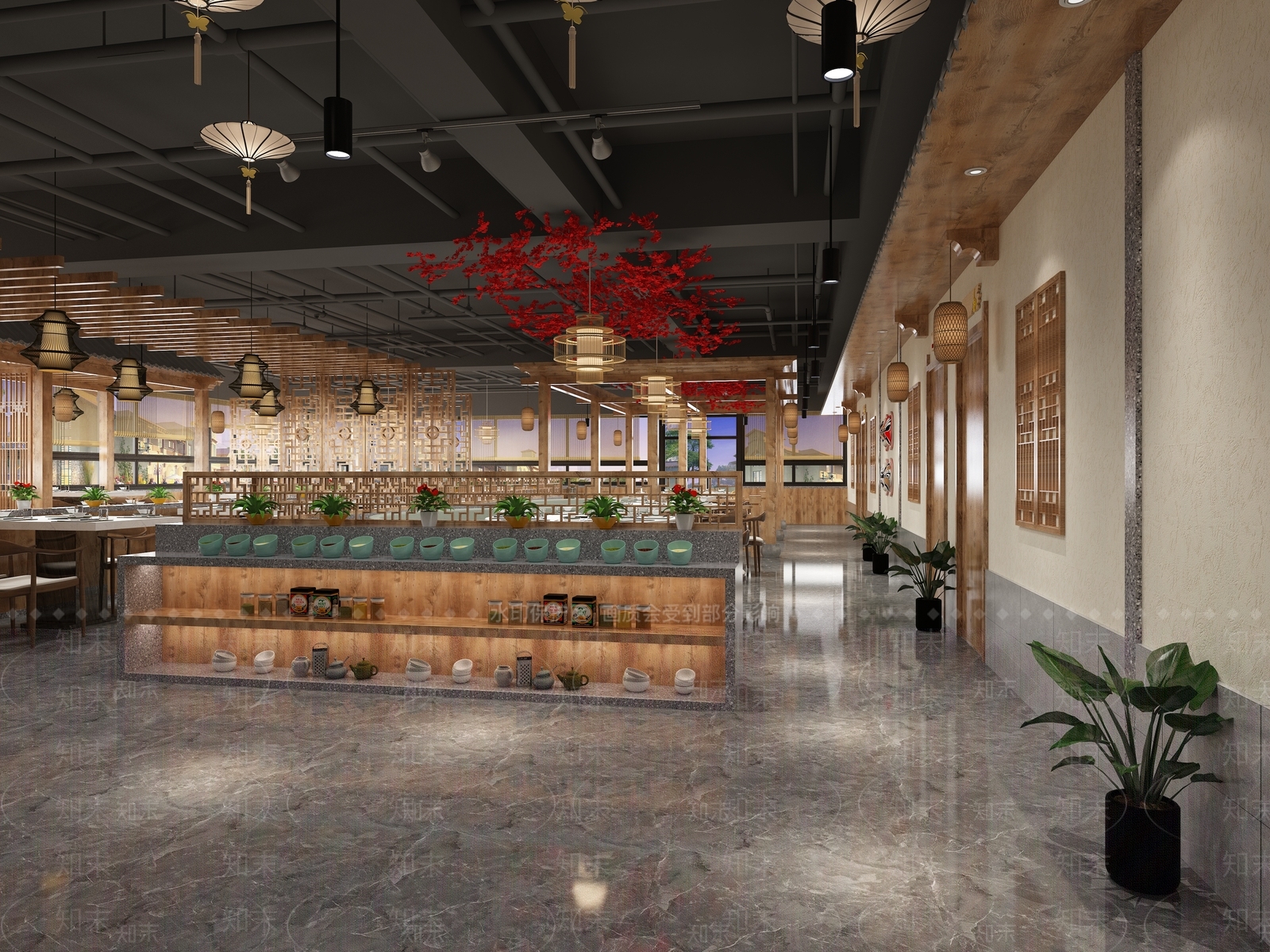 新中式火锅店3D模型下载【ID:1111538428】