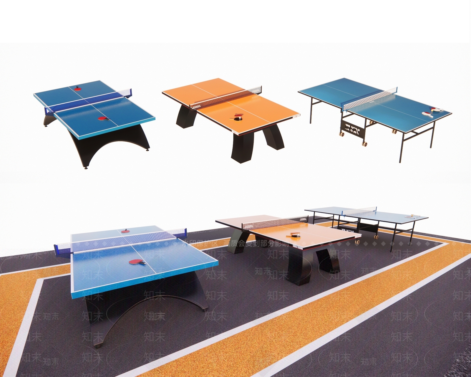 现代乒乓球桌SU模型下载【ID:1111541376】