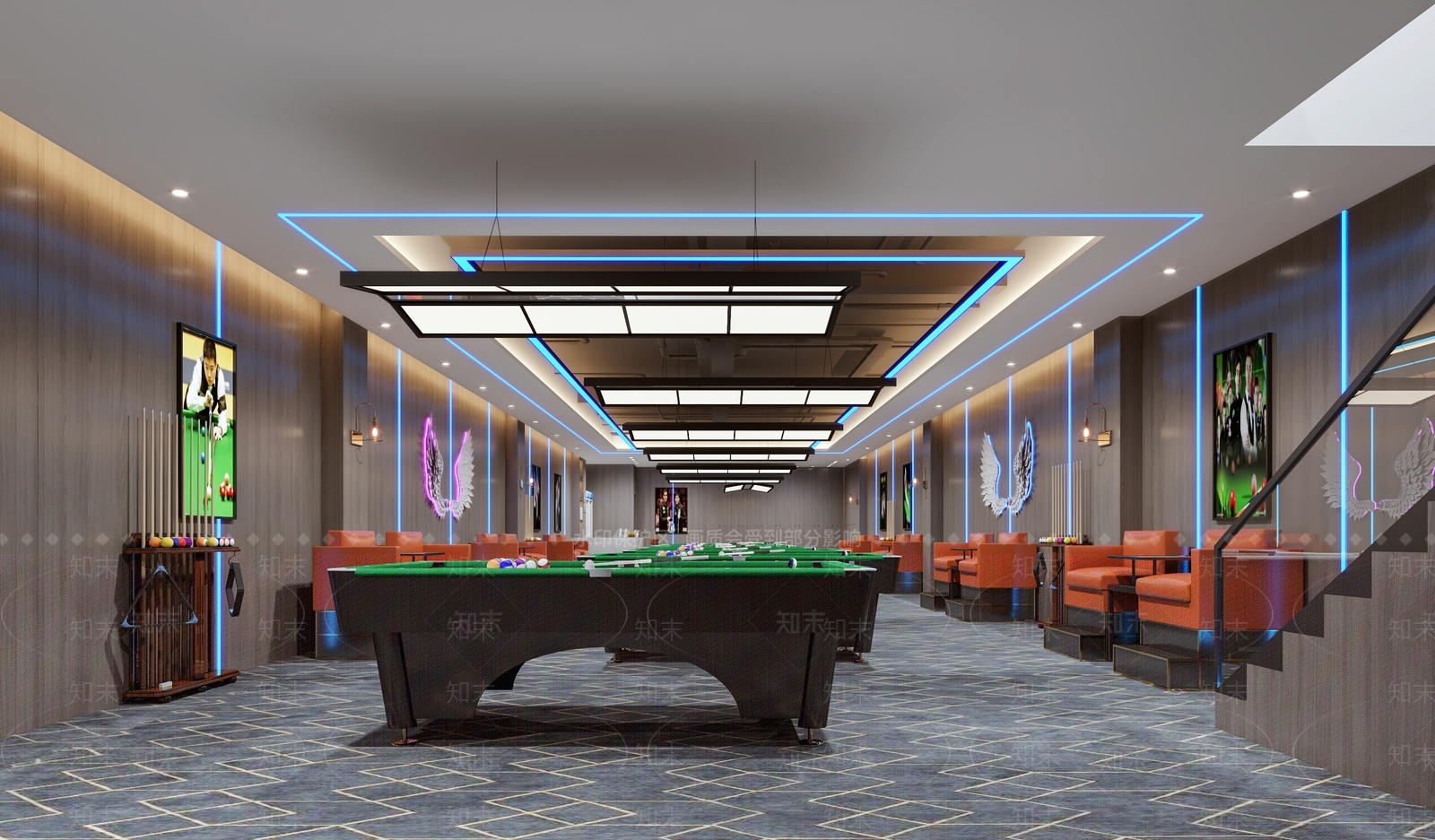 现代台球室3D模型下载【ID:1111554106】