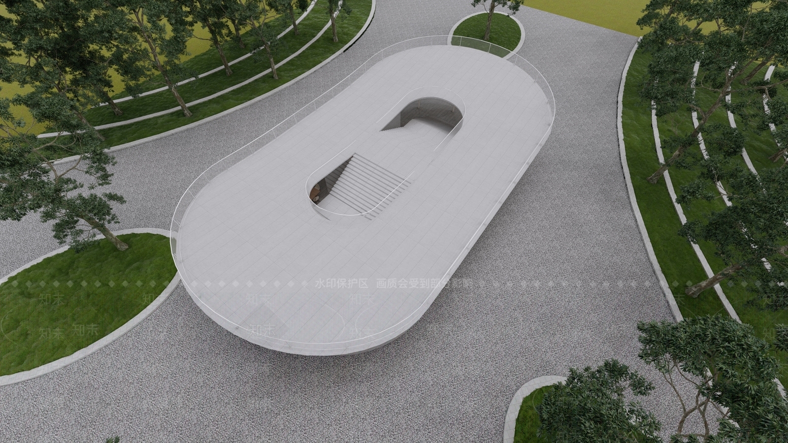 现代曲线售楼处建筑SU模型下载【ID:1111563036】