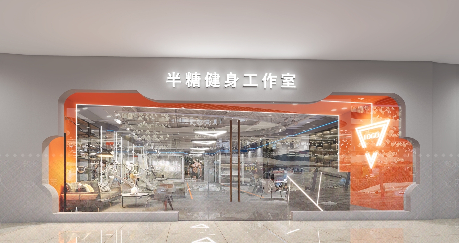 现代健身房门头门面3D模型下载【ID:1111767981】