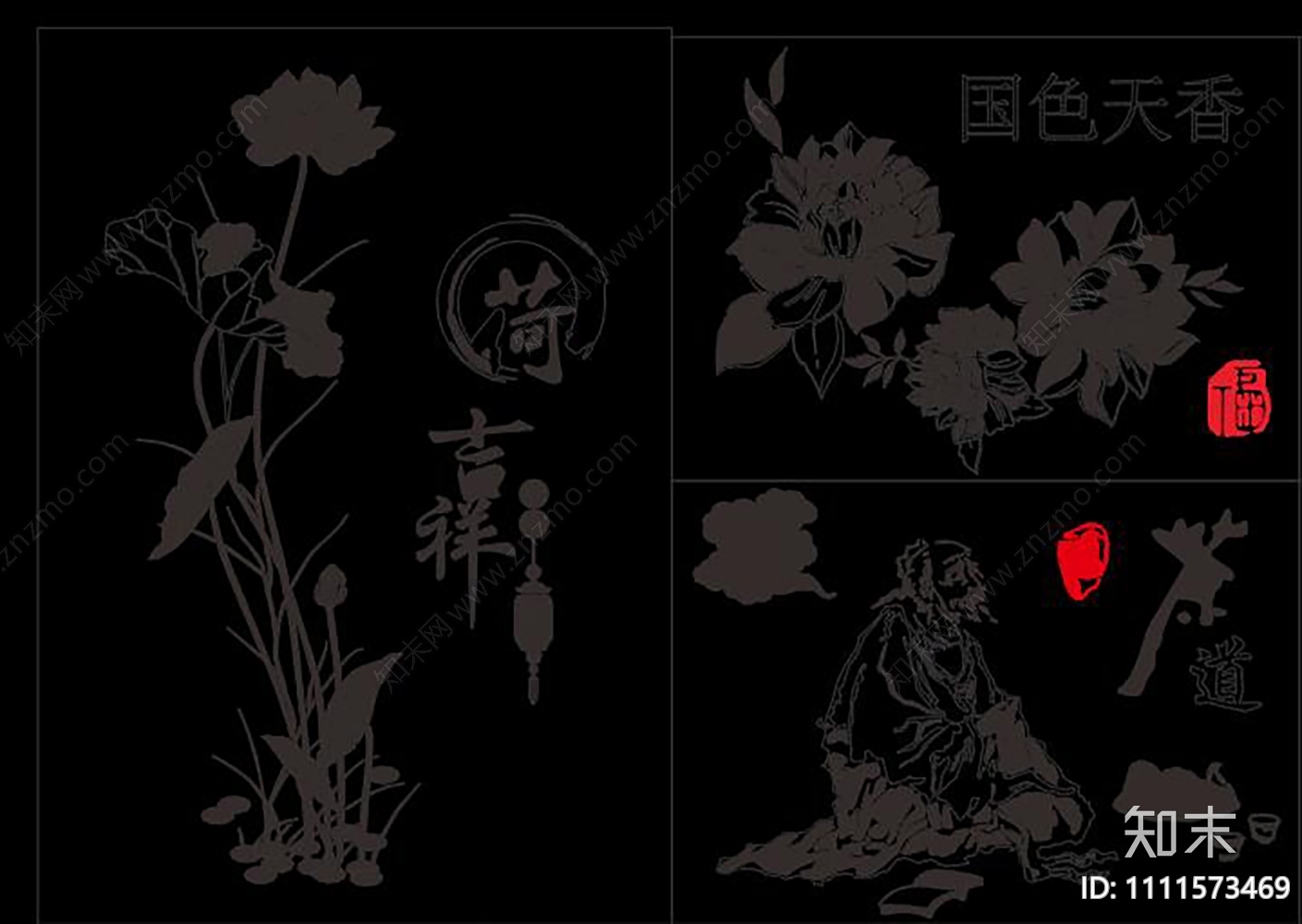 梅兰竹菊CADcad施工图下载【ID:1111573469】
