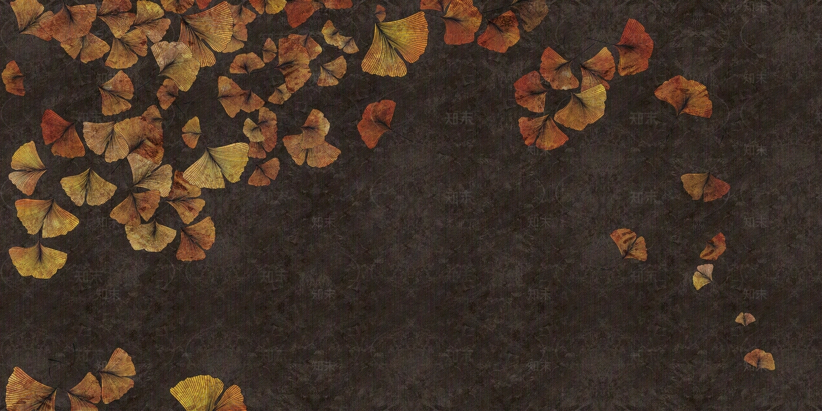 黑色复古枫叶壁画贴图下载【ID:1111574427】