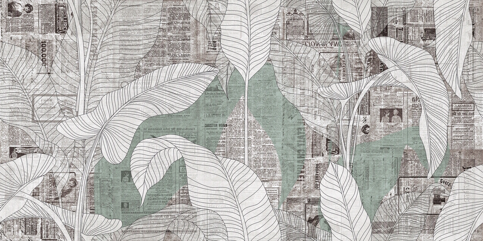 灰色植物树叶印花壁纸贴图下载【ID:1111578437】