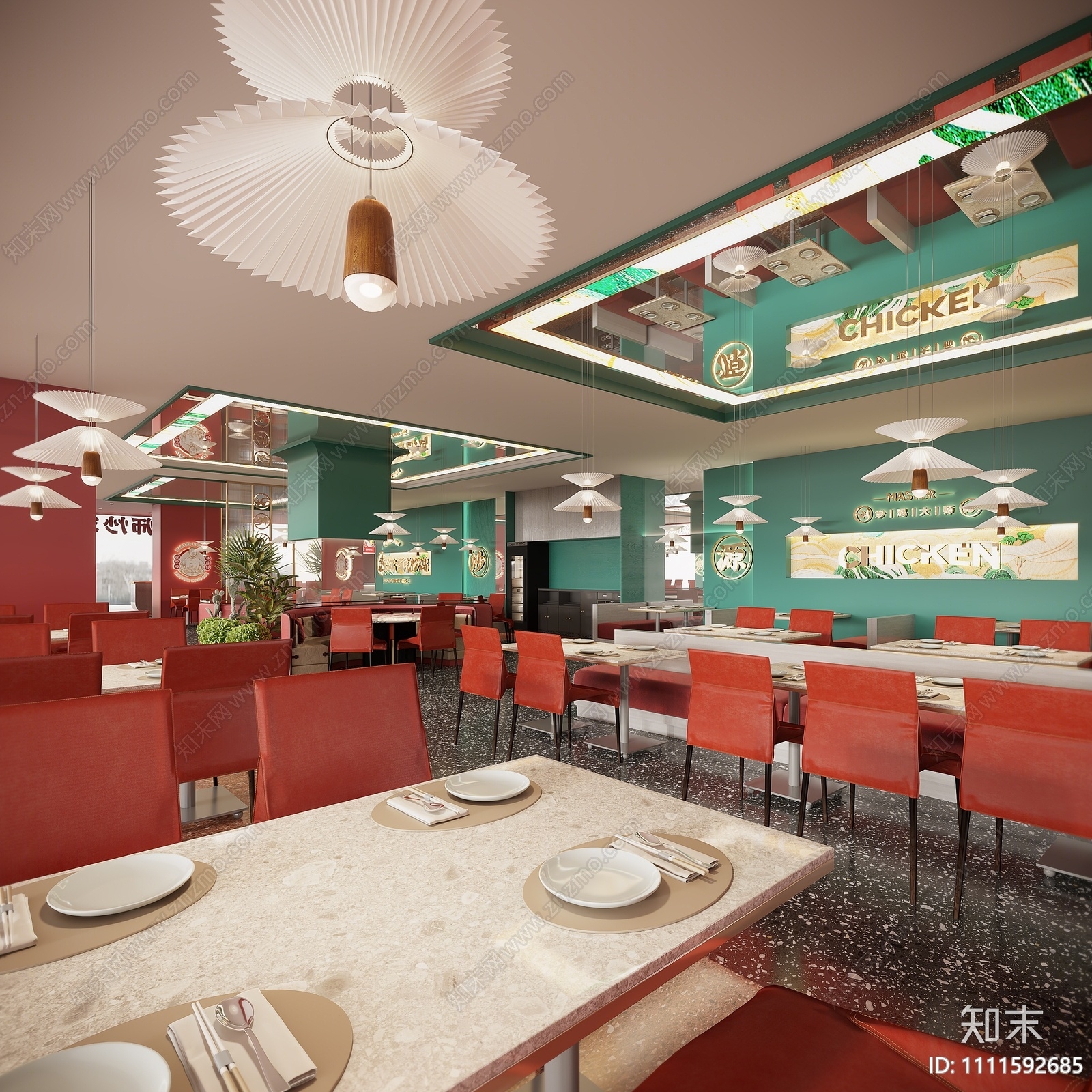 现代国潮餐饮炒鸡店3D模型下载【ID:1111592685】