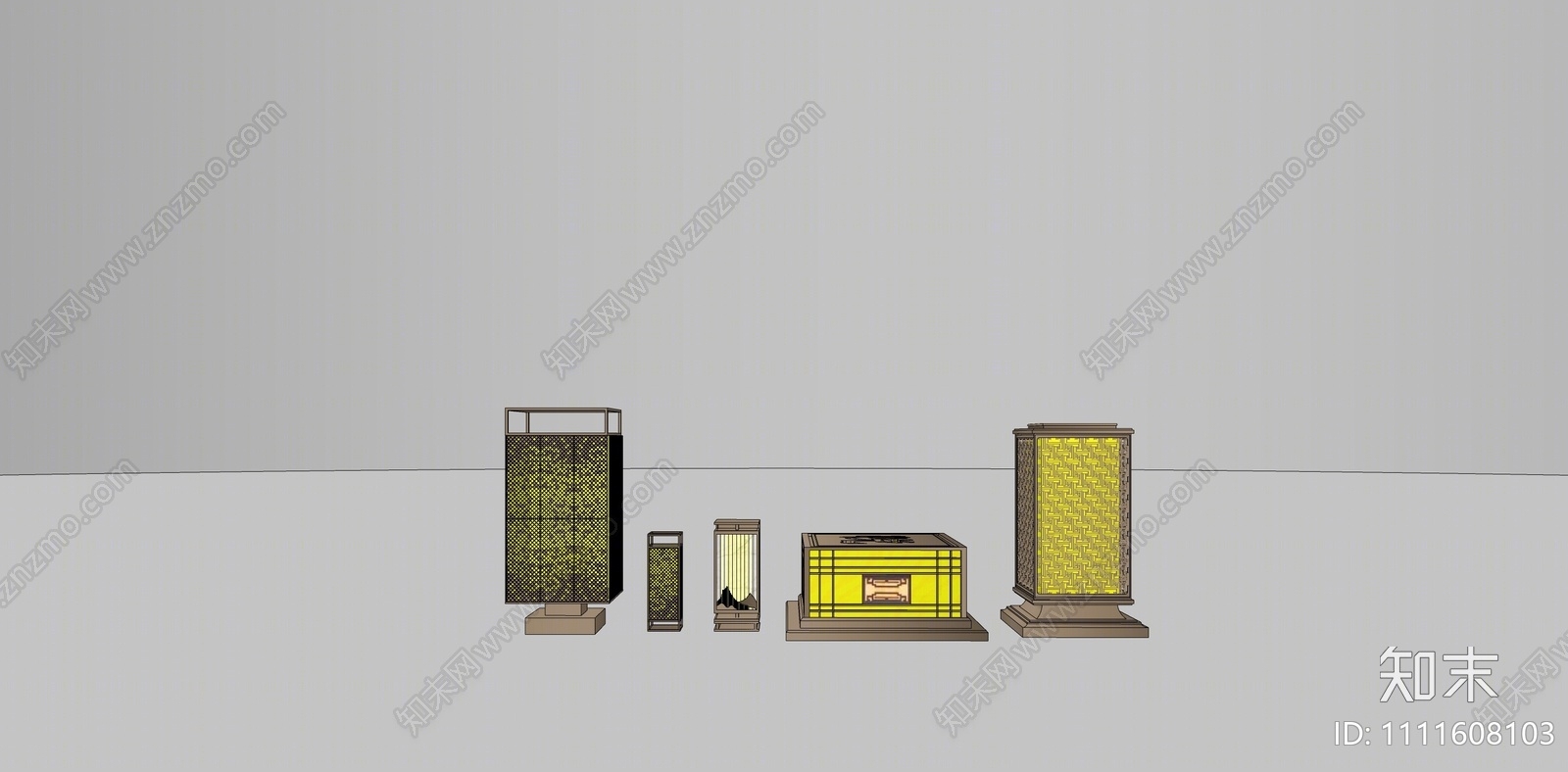 新中式景观灯SU模型下载【ID:1111608103】