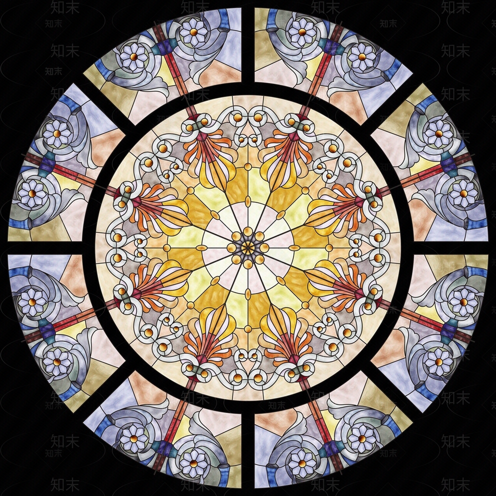 教堂窗花彩色玻璃贴图下载【ID:1111609430】