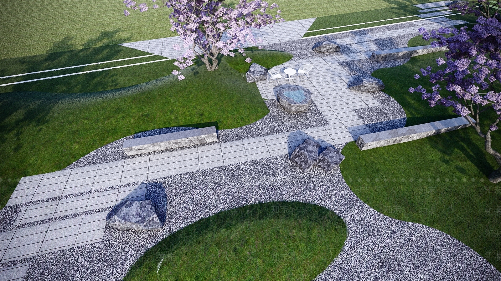 现代园区小路SU模型下载【ID:1111609954】