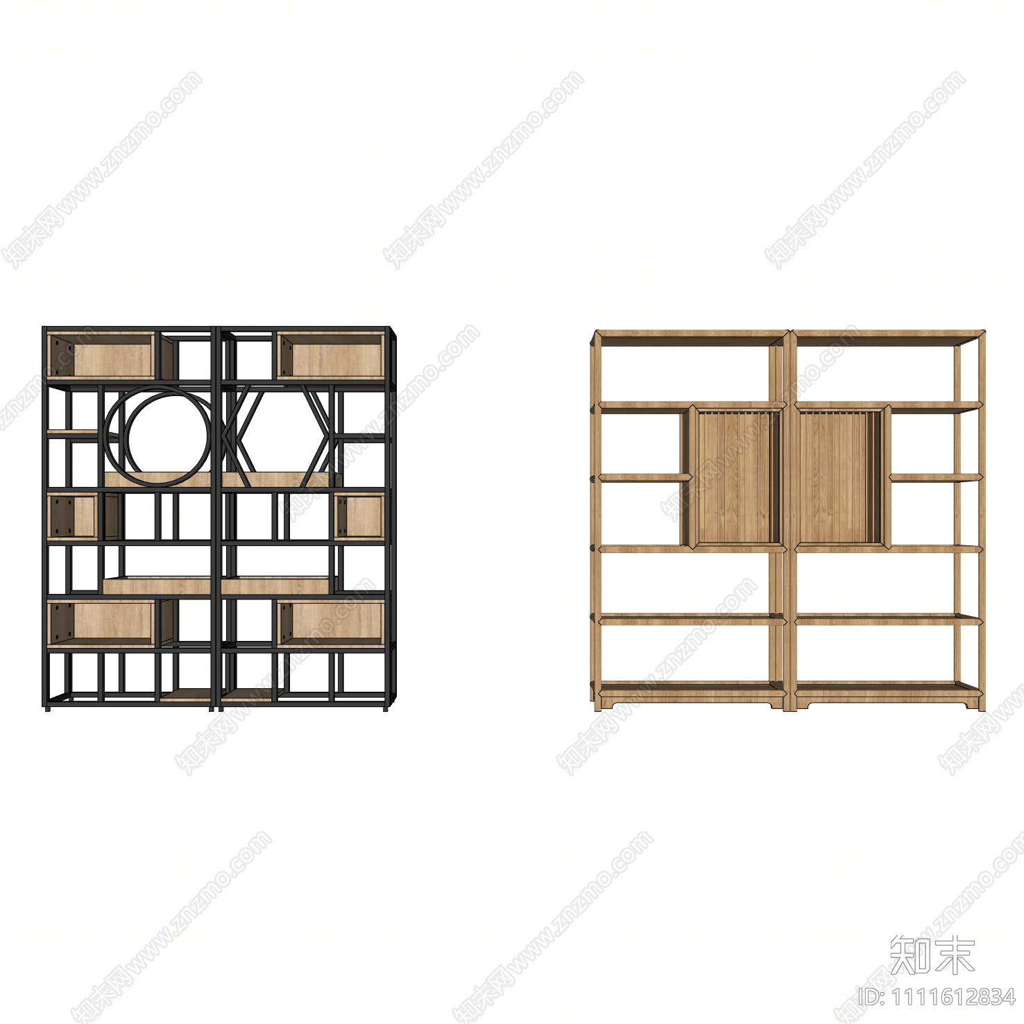 新中式博古架SU模型下载【ID:1111612834】