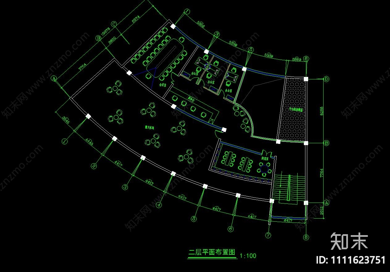 办公室施工图cad施工图下载【ID:1111623751】