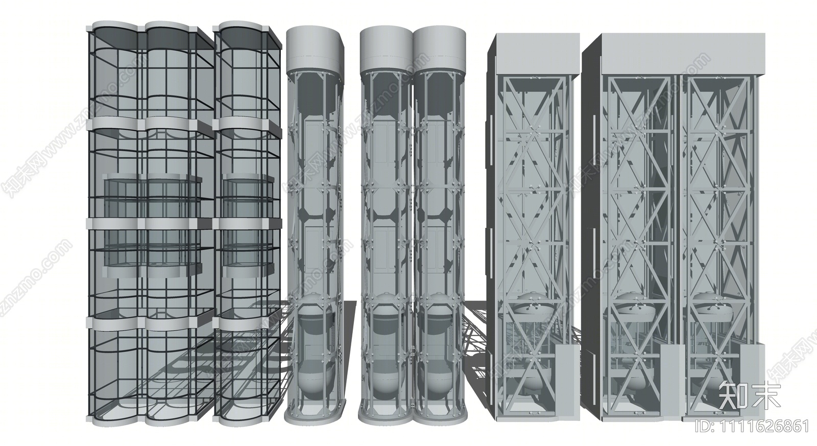 现代观光电梯组合SU模型下载【ID:1111626861】